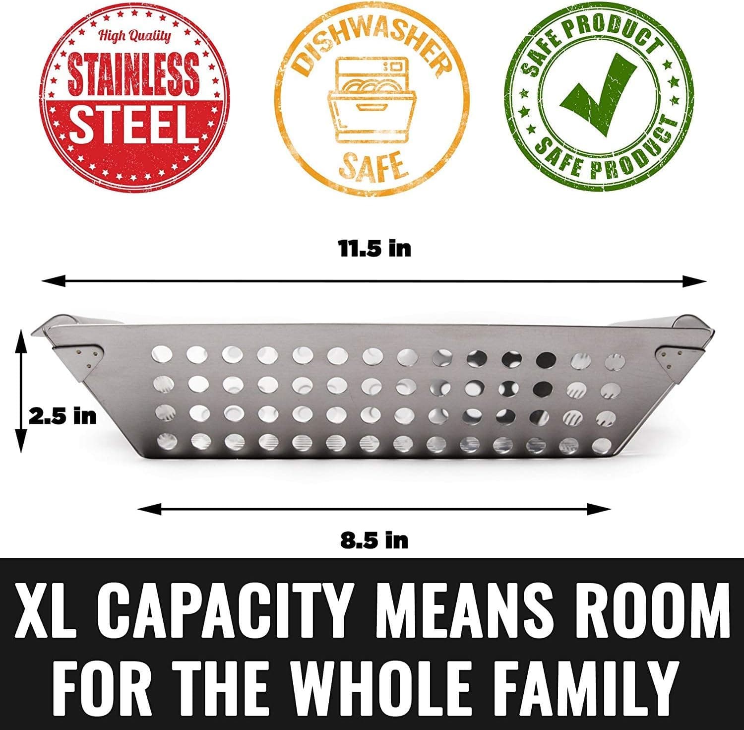 Grillaholics Vegetable Grill Basket for Outdoor Grill - Extra Large, Heavy-Duty Stainless Steel Veggie Grilling Basket with Handles - Image 4