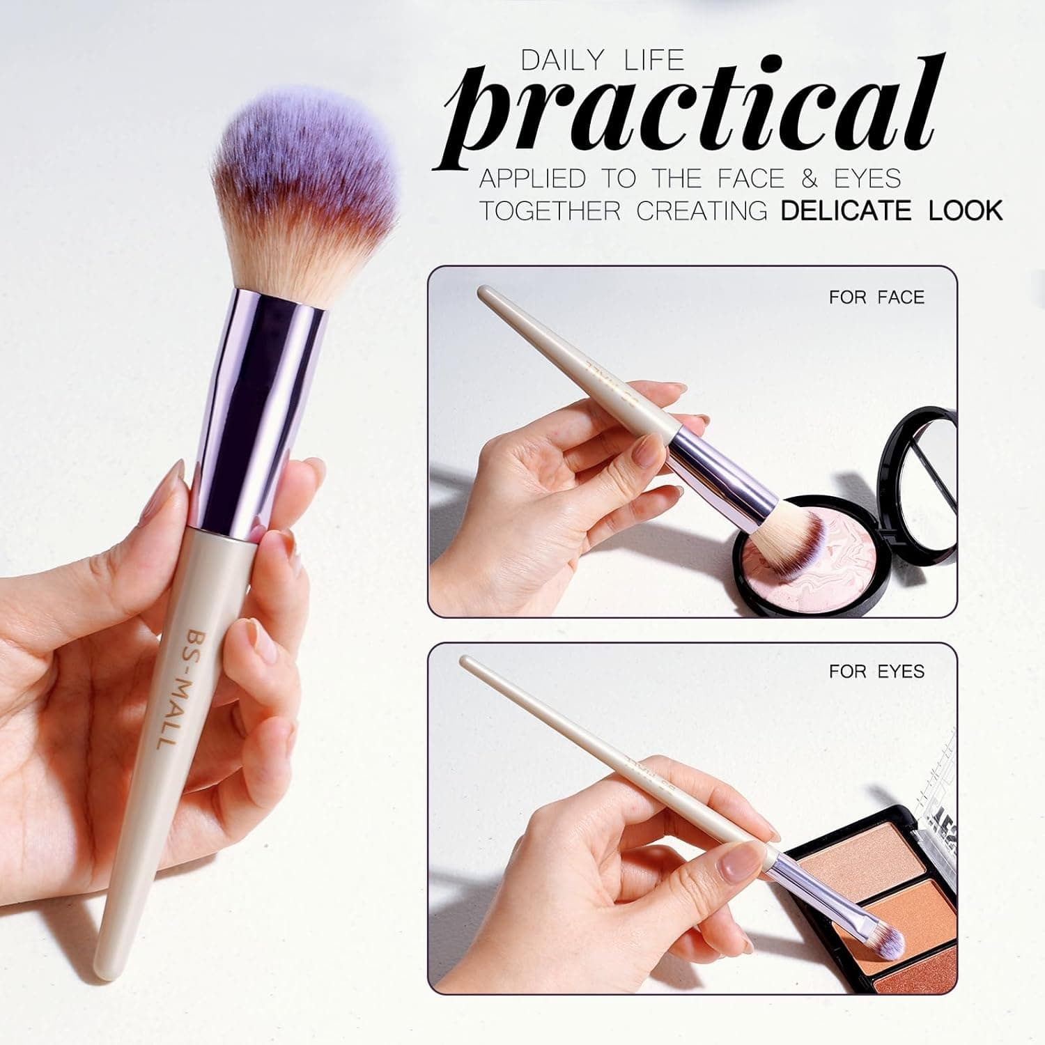 BS-MALL Makeup Brush Set 18 Pcs Premium Synthetic Foundation Powder Concealers Eye shadows Blush Makeup Brushes with black case A-Champagne - Image 6