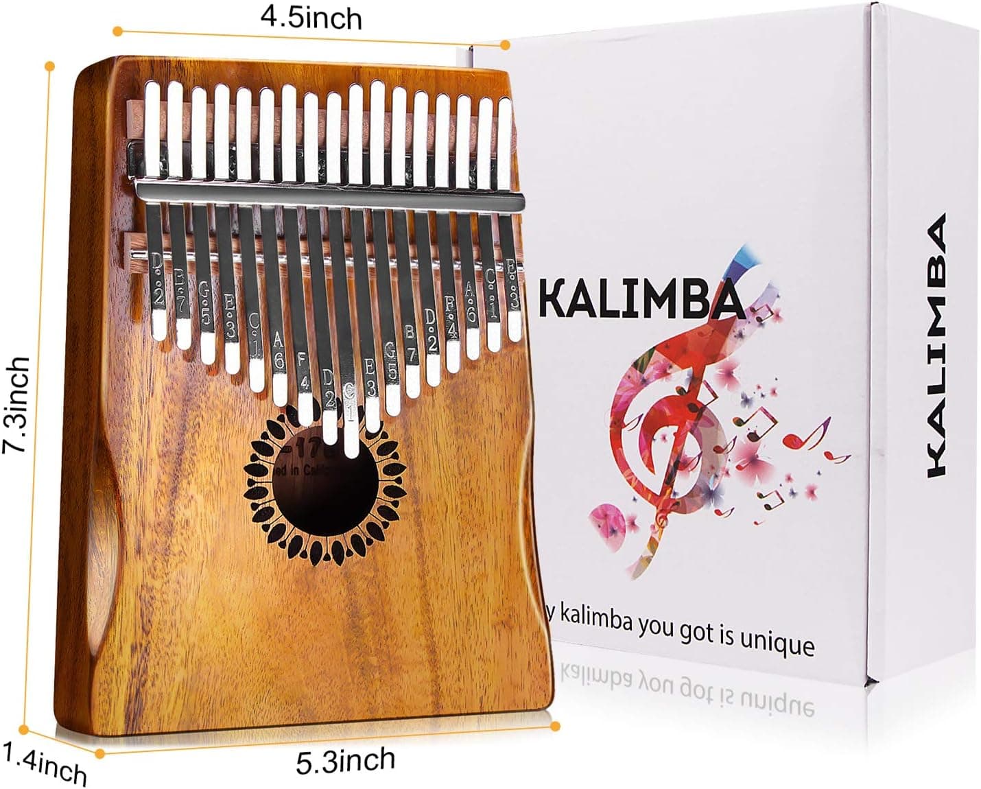 Kalimba Thumb Piano 17 Keys, Portable Mbira Finger Piano Gifts for Kids and Adults Beginners Wood Wood 17 Keys - Image 8