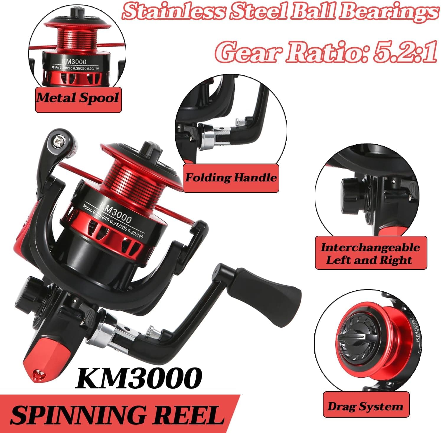 Fishing Rod, 6.9ft 2Pcs Telescopic Fishing Rods Set, Carbon Fiber Fishing Pole, 2PCS Spinning Rod and Reel Combo with Carrier Bag Freshwater Fishing Rod and Reel Combos Kits Fishing Gear 2PCS Fishing Combo - Image 6