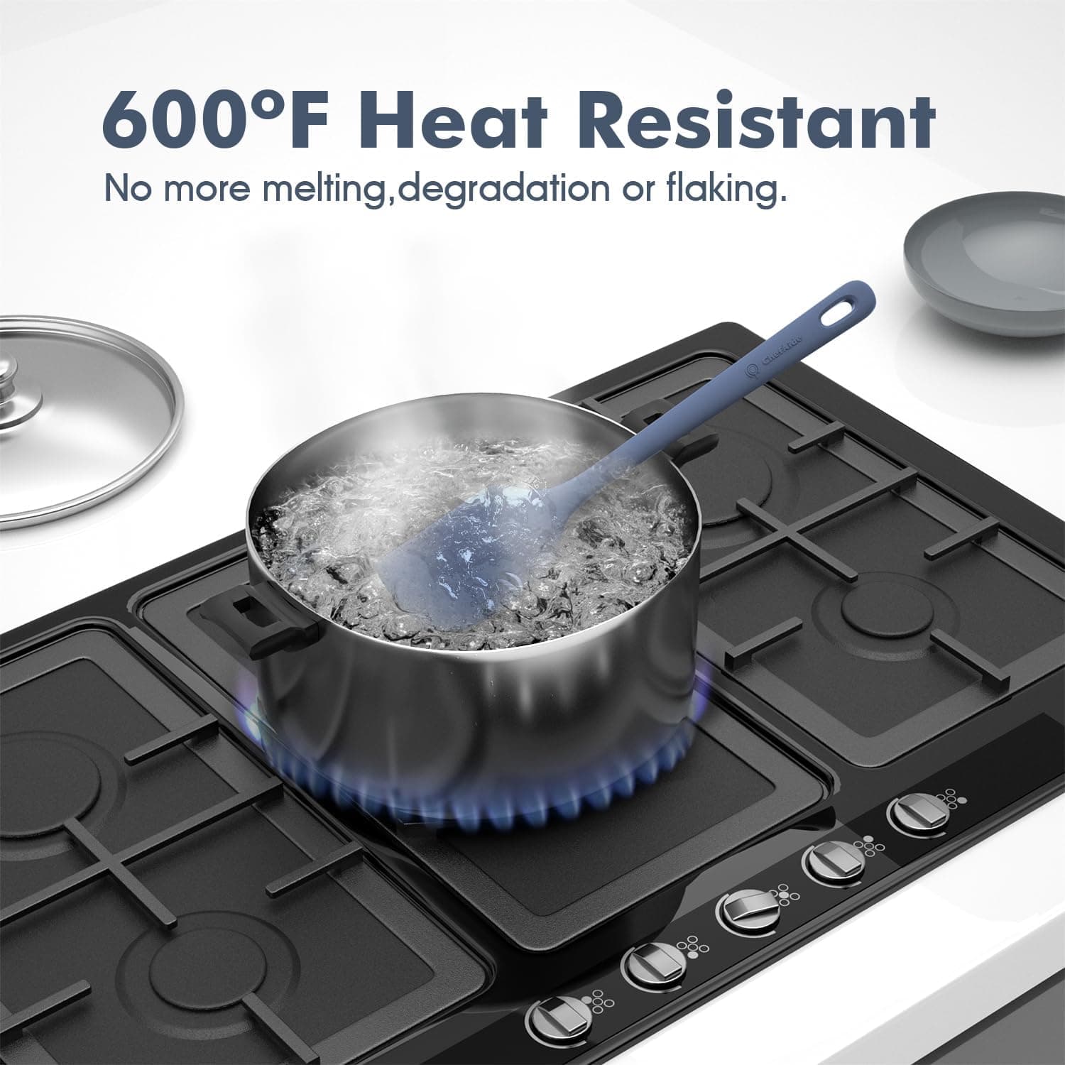 5 Piraso Silicone Spatula Set, Food Grade Rubber Spatula, Upgrade Strong Handle na may Ergonomic Grip, Heat Resistant Hanggang 600°F para sa Nonstick Cookware, Cooking Set-5 Neutral - Image 7