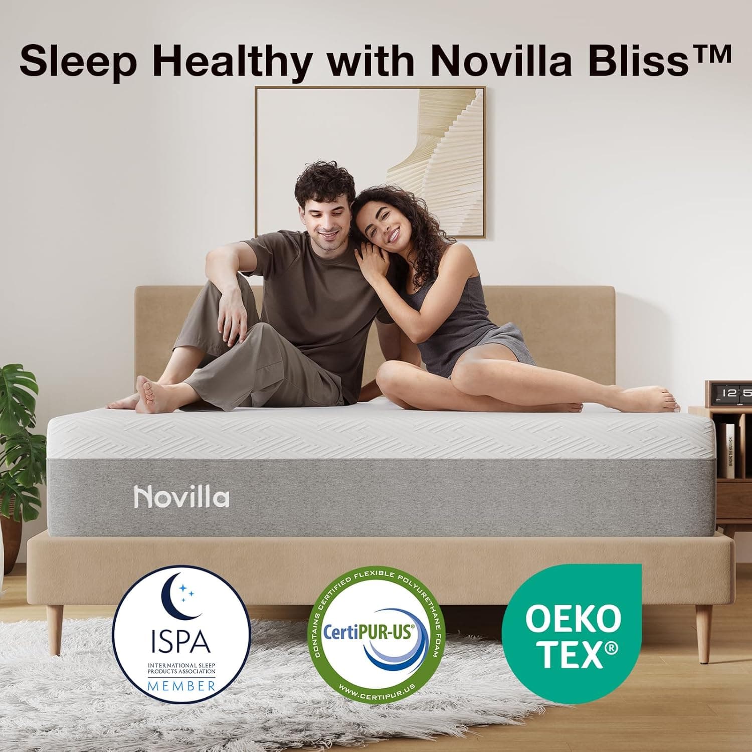 Novilla King Size Mattress, 12 Inch Gel Memory Foam King Mattress for Cool Night & Pressure Relief, Medium Plush Feel with Motion Isolating, Bliss Grey King 12 Inch - Image 8