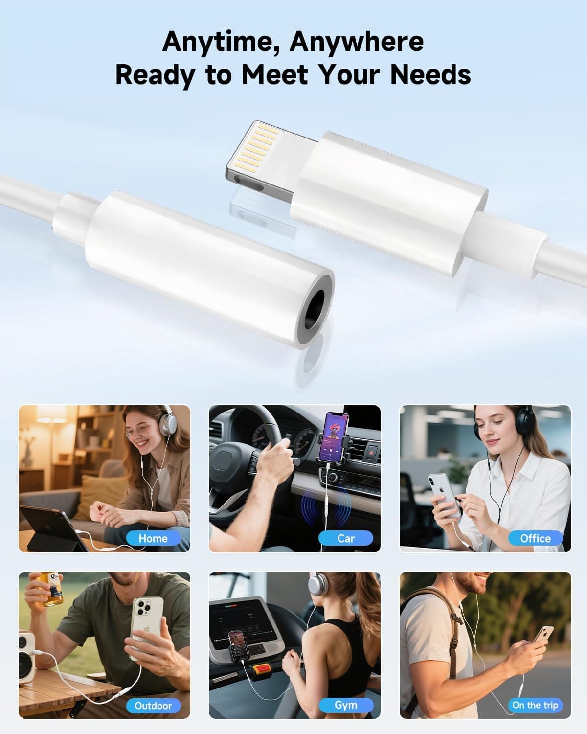 [Apple MFi Certified] 2 Pack Lightning to 3.5 mm Headphone Jack Adapter, iPhone Aux Adapter Converter Dongle Audio Cable Compatible with iPhone 14 13 12 11 X XS 8 7 1 White/Lightning 2Pack - Image 6