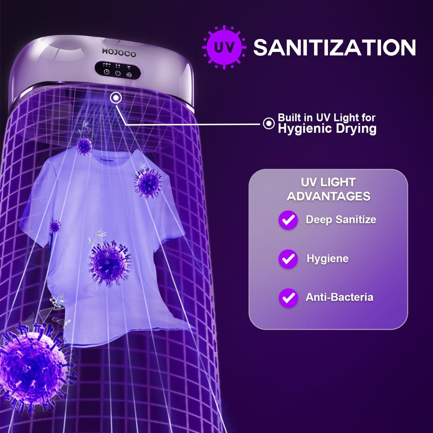 MOJOCO Portable Clothes Dryer - Mini/Compact Dryer for Apartment, RV, Travel - Small Quiet Fast-Drying Machine with Adjustable Timer & Hassle-Free Setup - Image 4