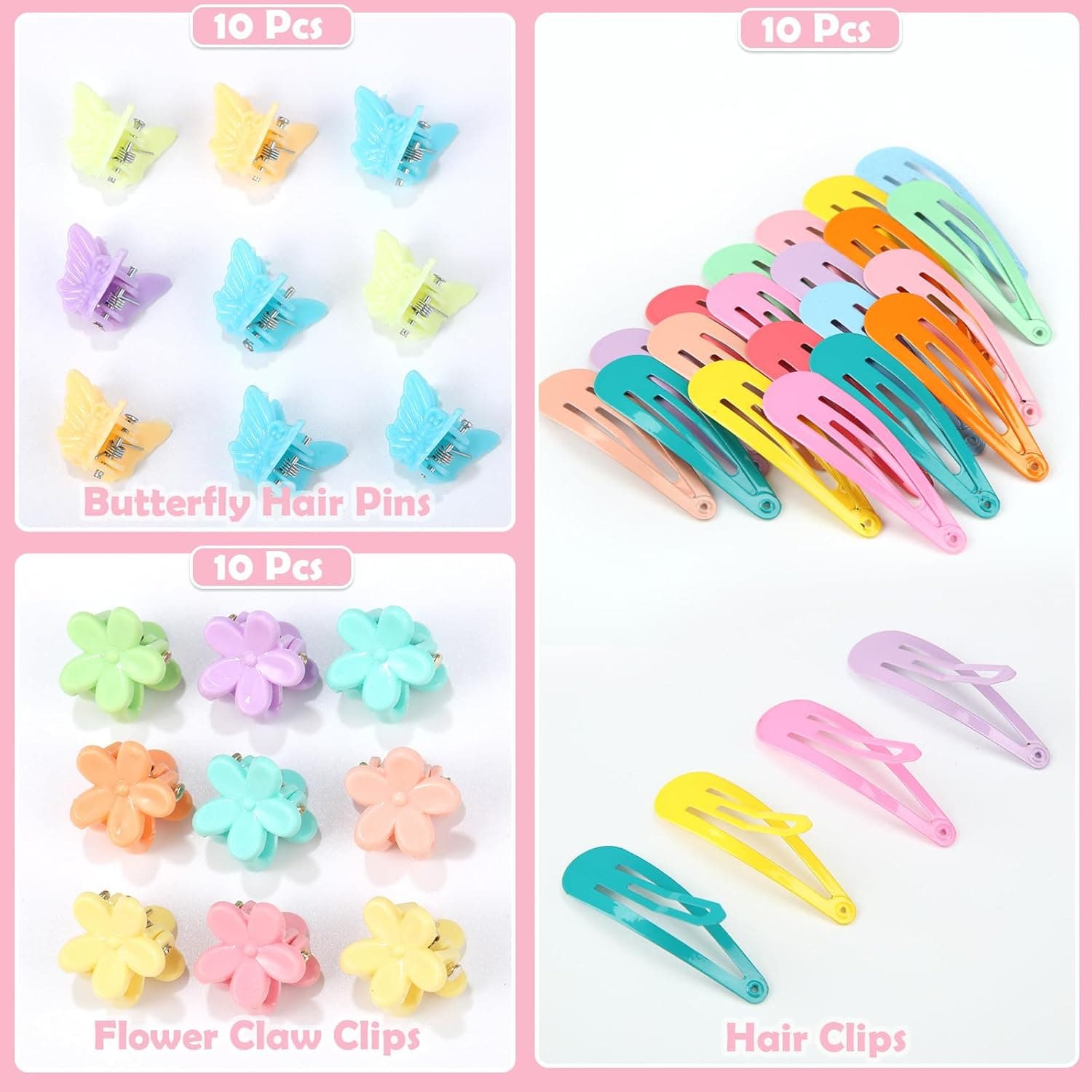 Hair Accessories for Girl, 1543 Pcs Elastic Hair Rubber Bands Set 20 Colors Elastic Hair Ties with Organizer Box Cotton Baby Hair Ties, Hair Tail Tools, Rat Tail Comb, Butterfly Hair Clips Multicolor - Image 5