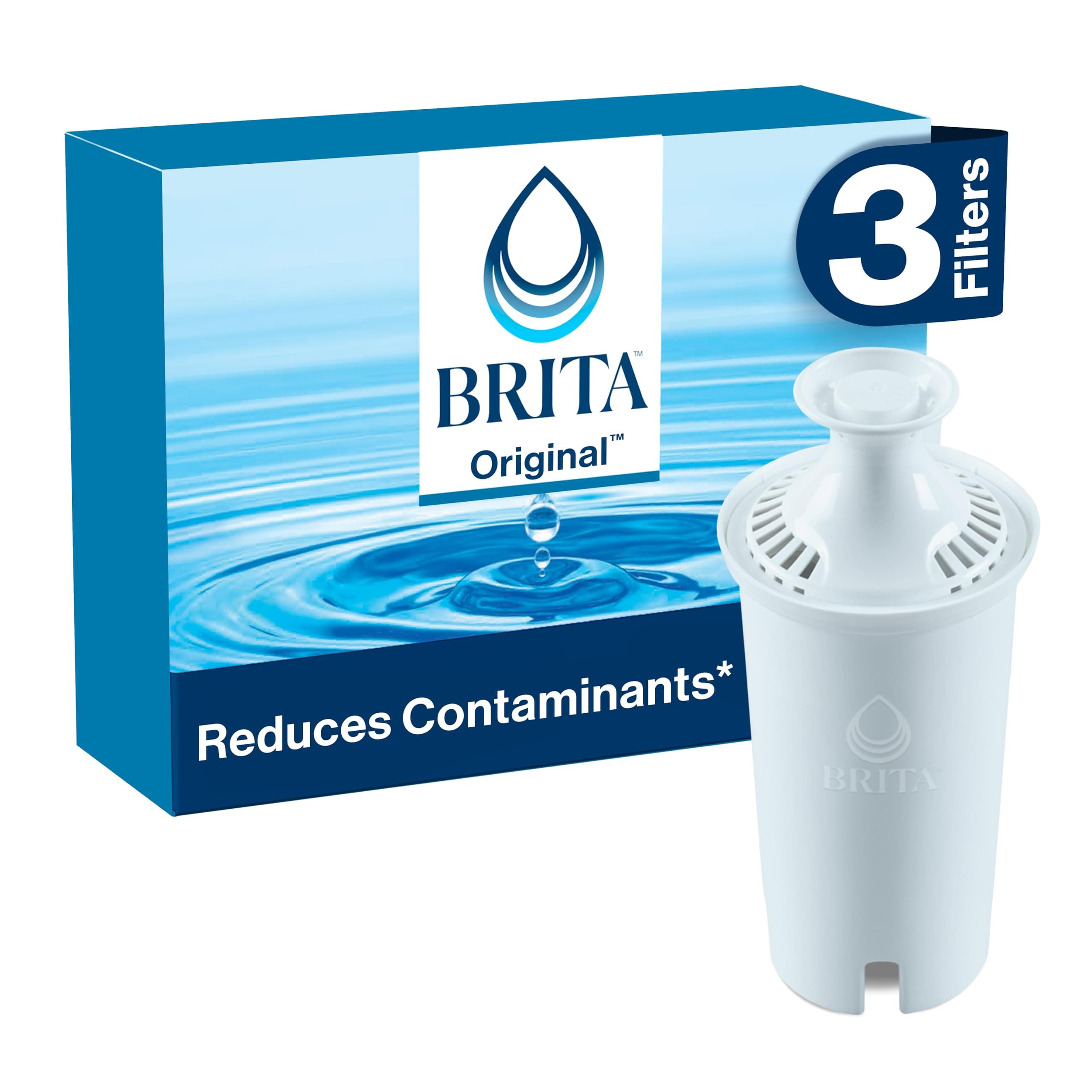 Brita Standard Water Filter para sa Pitchers at Dispensers, BPA-Free, Nagbabawas ng Copper, Cadmium at Mercury Impurities, Tumagal ng Dalawang Buwan o 40 Gallons, Kasama ang 3 Filters para sa Pitchers 3 Count