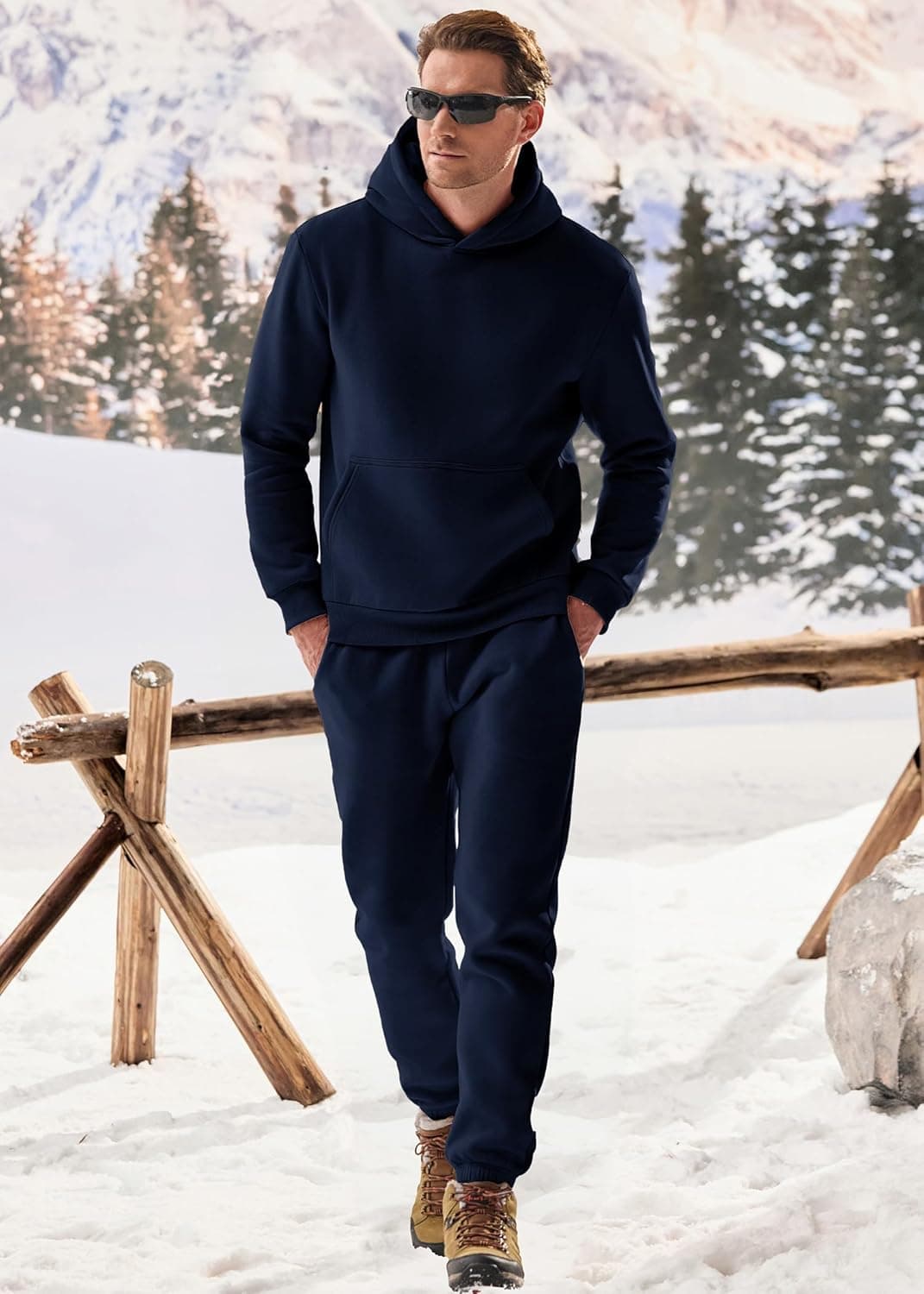 JMIERR Men's 2 Piece Outfits Hoodie Sweatshirt Tracksuit & Joggers Sweatpants Sweatsuit Set X-Large Navy Blue - Image 9