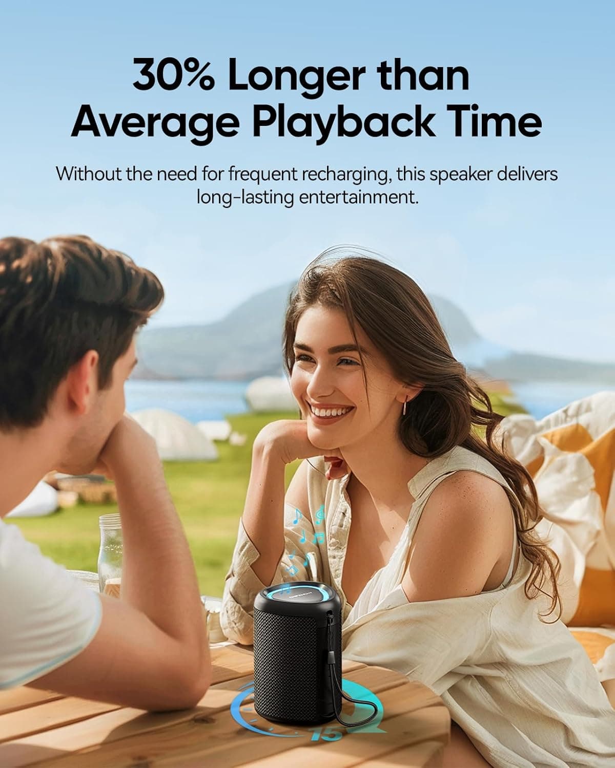 Portable Bluetooth Speaker Valentines Gifts For Him: Powerful Crystal Clear Sound/Romantic Light/IPX5 Waterproof/All Day Playtime/BT 5.3/TWS Paring,Small Wireless Speaker for Outdoor|Travel|Date Night Black - Image 6