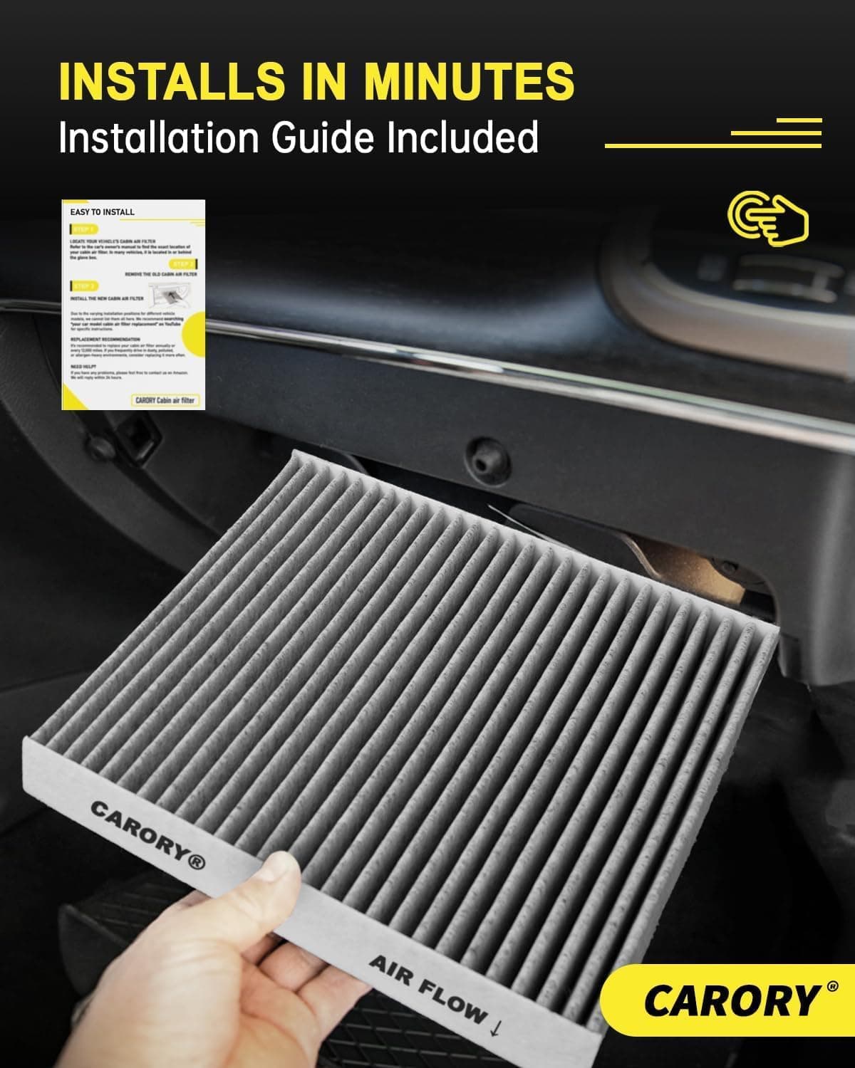 Cabin Air Filter w/Activated Carbon for Honda Accord 2003–2022, Civic 2006–2015, CR-V 2007–2016, Odyssey 2005–2017, Pilot 2009–2022, Ridgeline 2006–2025, Acura MDX 2007–2020 and More CF134 - Image 8