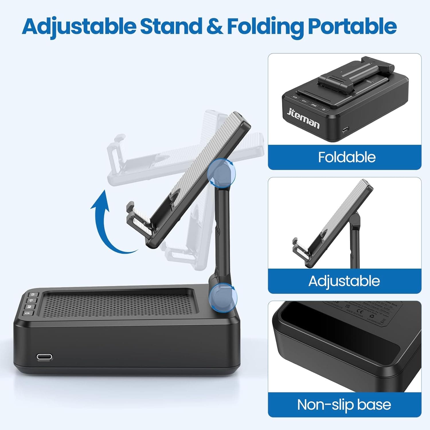 Cell Phone Stand with Wireless Bluetooth Speaker and Anti-Slip Base HD Surround Sound Perfect for Home and Outdoors with Bluetooth Speaker for Desk Compatible with iPhone/ipad/Samsung Galaxy Black - Image 6