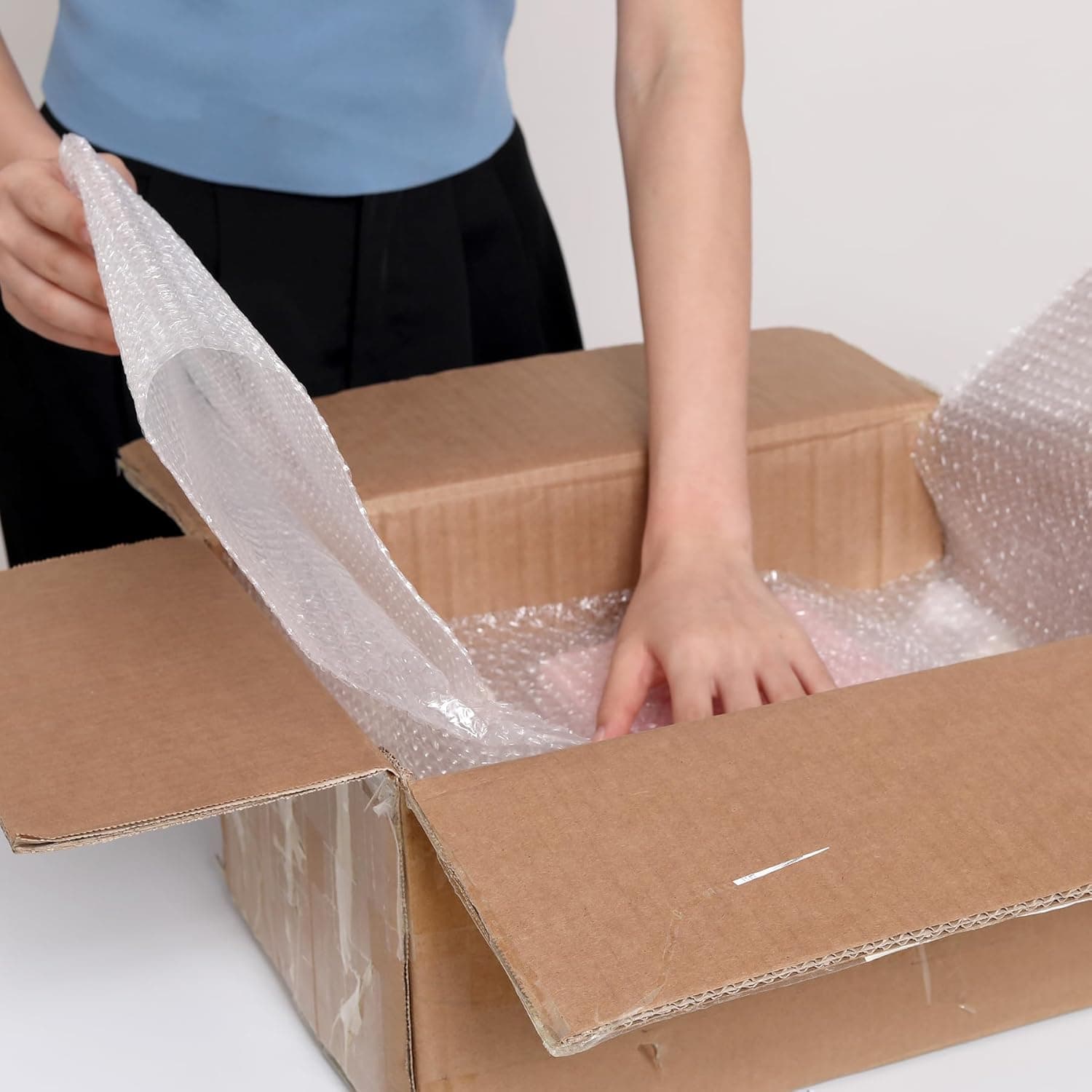 wanguagua 2 Pack 12 Inch x 72 ft Total Bubble Packing Wrap for Moving Boxes Shipping Cushioning Supplies Perforated Every 12” 12in. x 36ft. / 2 Rolls Clear - Image 6