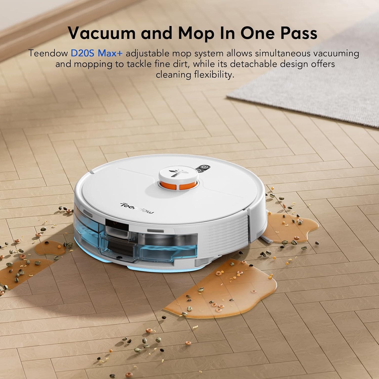 Teendow D20S Max+ Robot Vacuum and Mop, 8000Pa Suction for Pet Hair, with Self-Emptying Dock and Pet Grooming Parts, 10 Weeks Hands-Free Cleaning, PreciSense LiDAR Navigation, App & Voice Control White - Image 5