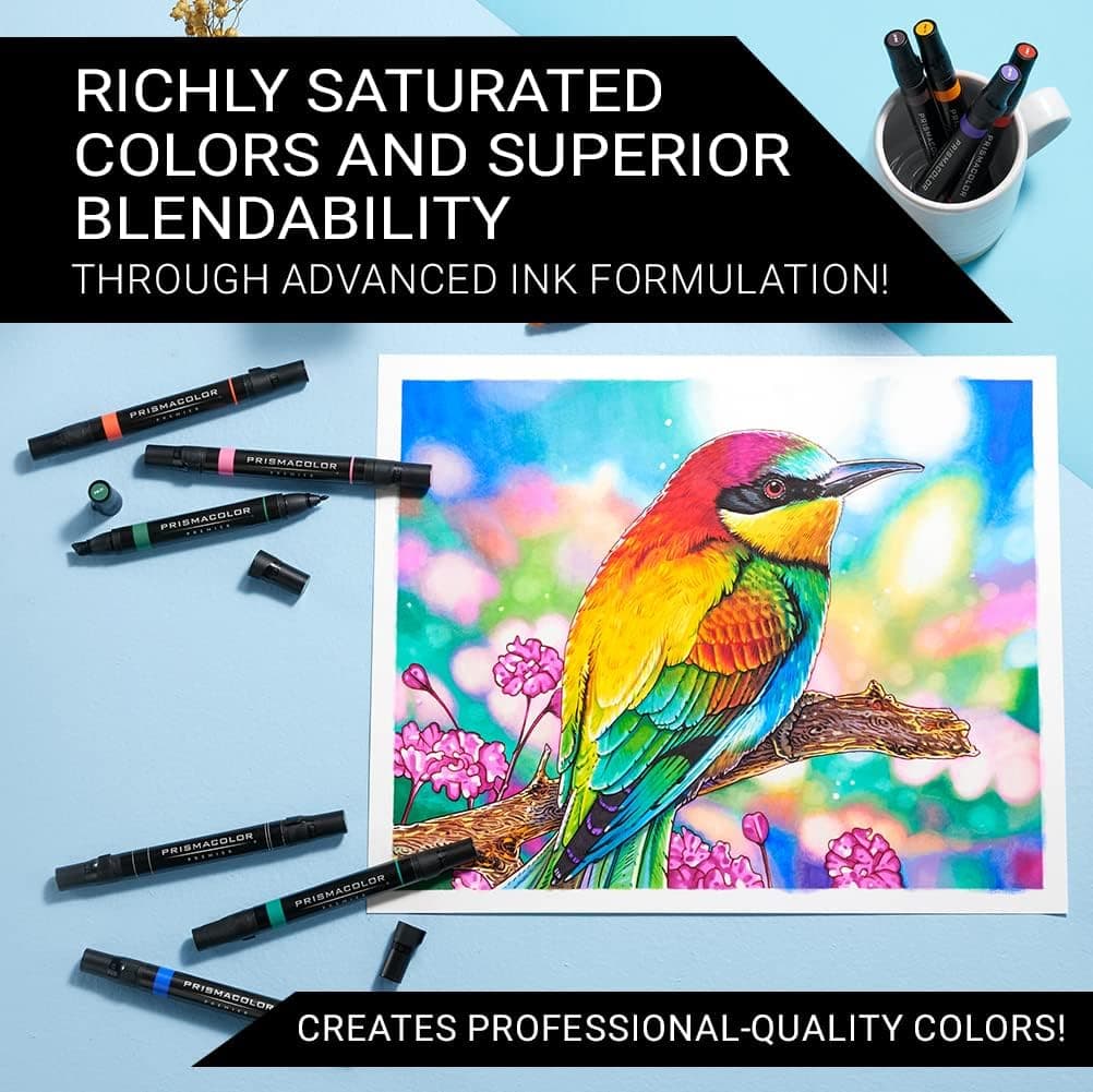 Prismacolor Premier Dual-Ended Art Markers Alcohol Marker Set 72 Count - Assorted Colors Perfect for Adult Coloring Drawing Art Supplies Bible Study Supplies - Image 4