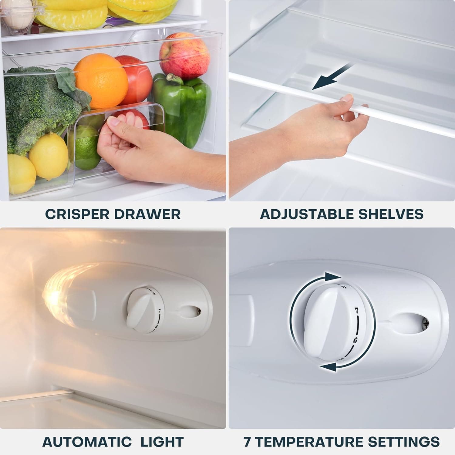 Upstreman 3.1 Cu.Ft Mini Fridge with Freezer, Double Door Small Fridge, Dorm Essentials, Adjustable Thermostat, Energy Saving, Mini Refrigerator for Office, Dorm, Bedroom, Black - Image 3