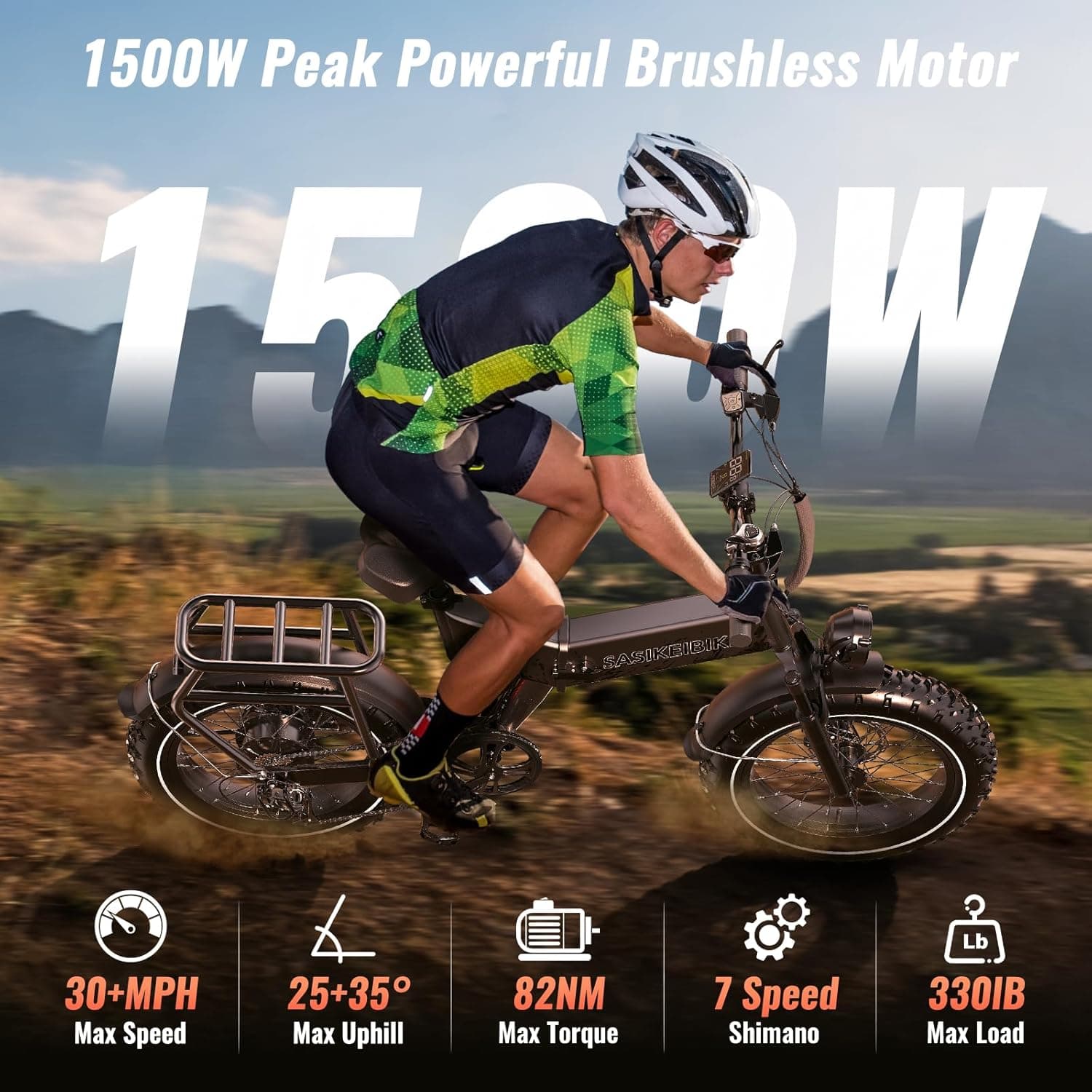 1500W Electric Bike for Adults Full Suspension,48/52v 20AH Electric Dirt Bike with 20" x 4.0 Fat Tire, Max 30+MPH & 70 Miles Electric Bicycle, Ebike for Snow, Mountains, Road UL Certified Grey Standard - Image 3