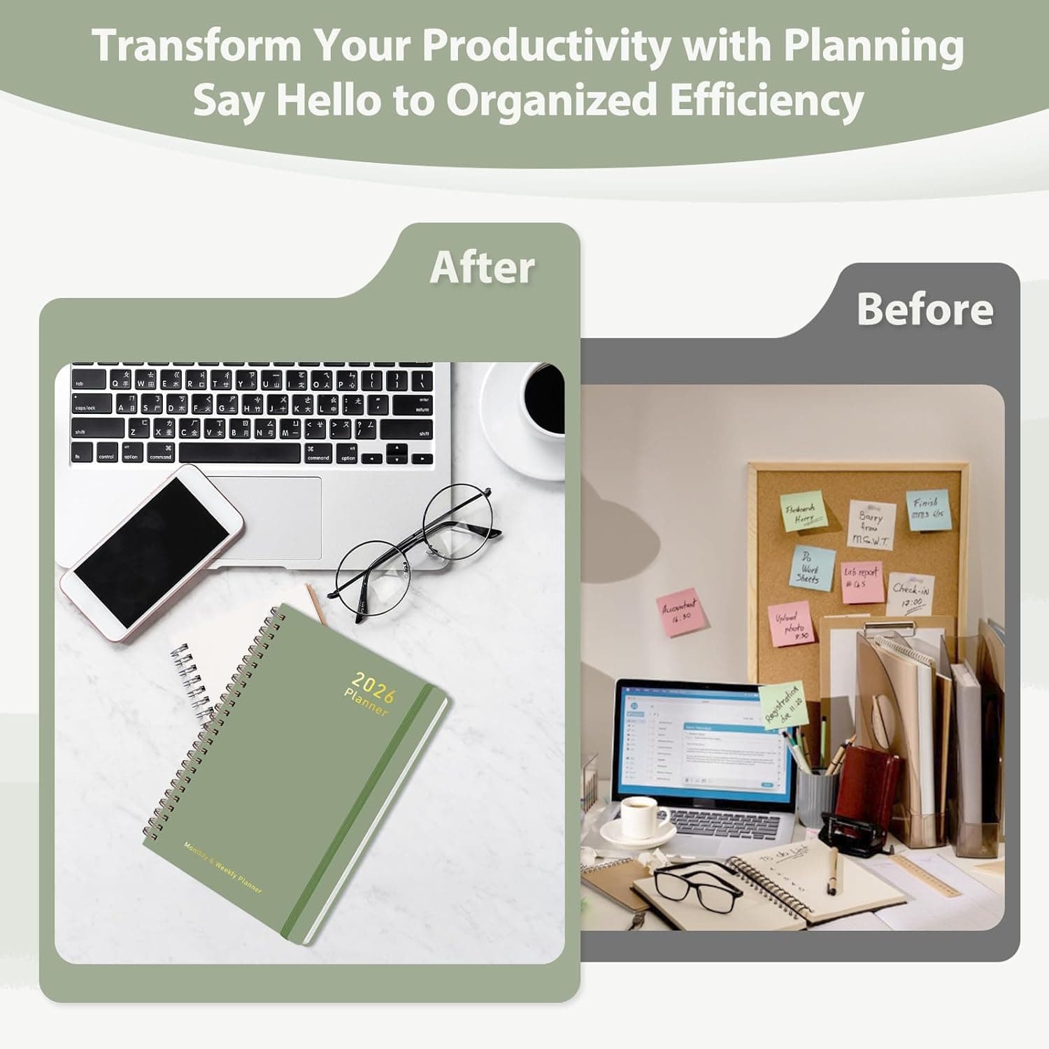 2026 Planner, Weekly and Monthly Calendar Academic Planner, Jan 2026 - Dec 2026, Planning Agenda Book for Desk Accessories and School Supplies - A5 (6.3'' x 8.5'') Green 6.3"x8.5"(Jan 2026-Dec 2026） - Image 6