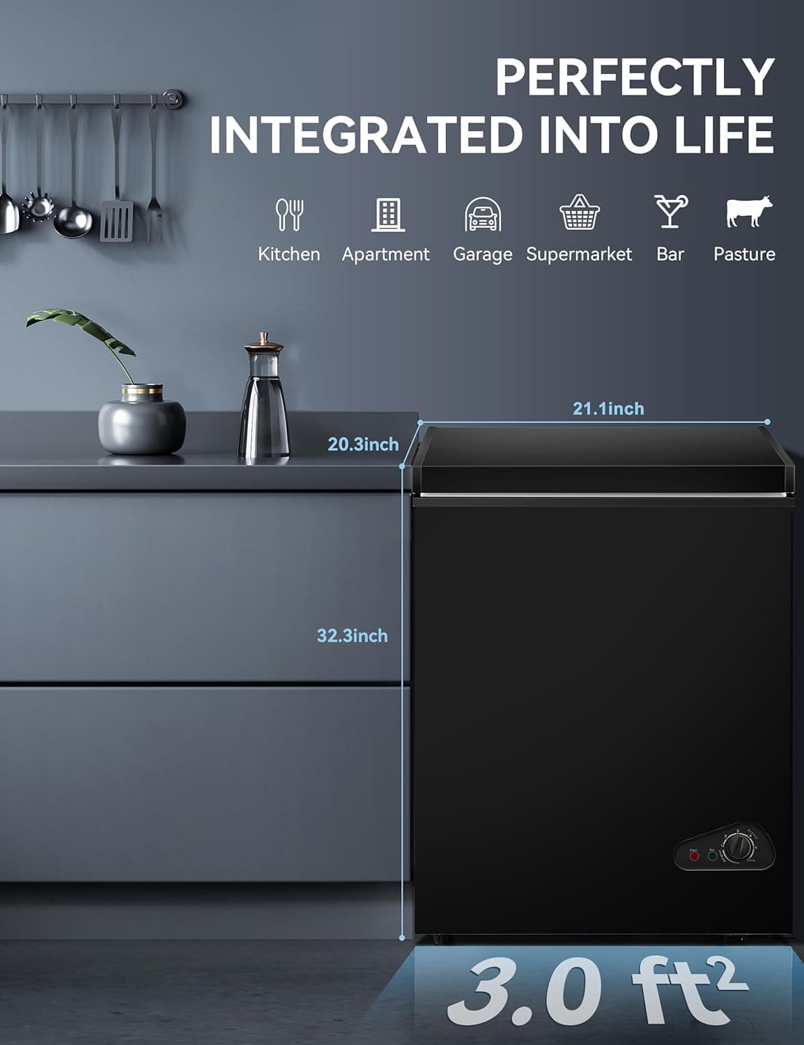 7.0 Cu Ft Chest Freezer - Energy Saving Quiet Top Open Door Mini Freezer Adjustable 6 Thermostat - Compact Small Deep Freezer - Image 5