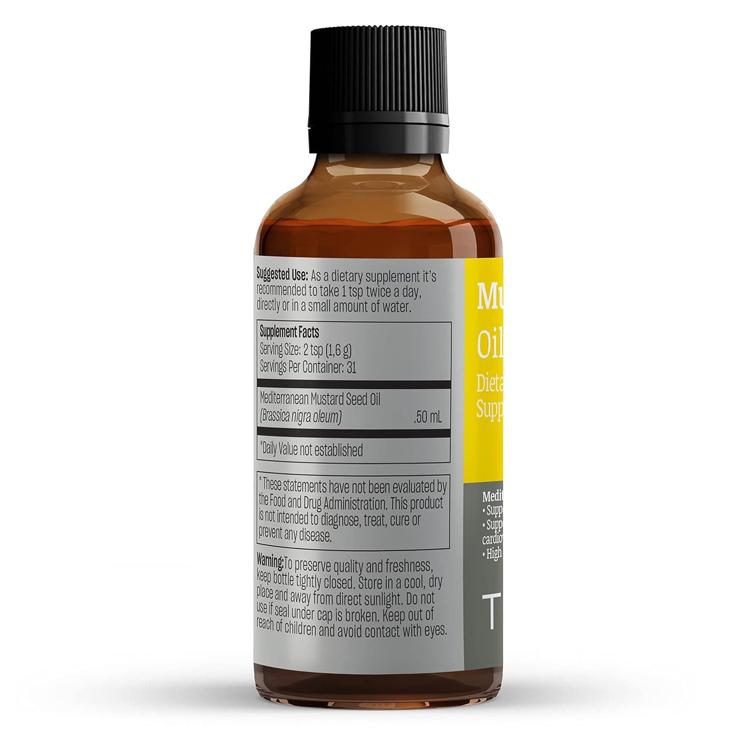 TALYA Herbal Pure Mustard Oil (Brassica nigra oleum) 100% Natural Pure Cold Pressed Oil 50ml (1.7 oz) Glass Bottle - Image 8