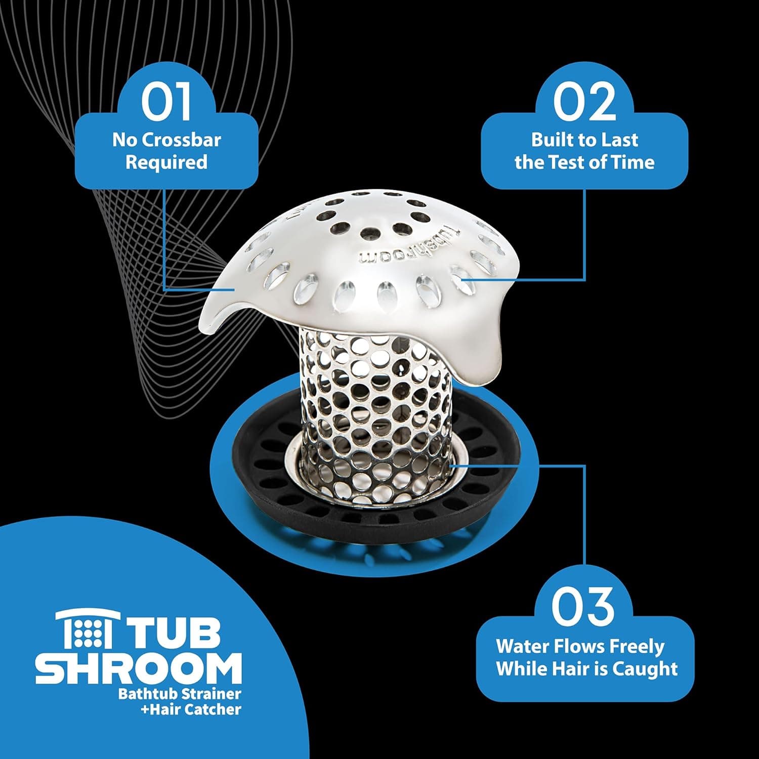 TubShroom Ultra Revolutionary Bath Tub Drain Protector Hair Catcher/Strainer/Snare Stainless Steel, Single Pack Stainless Single - Image 9