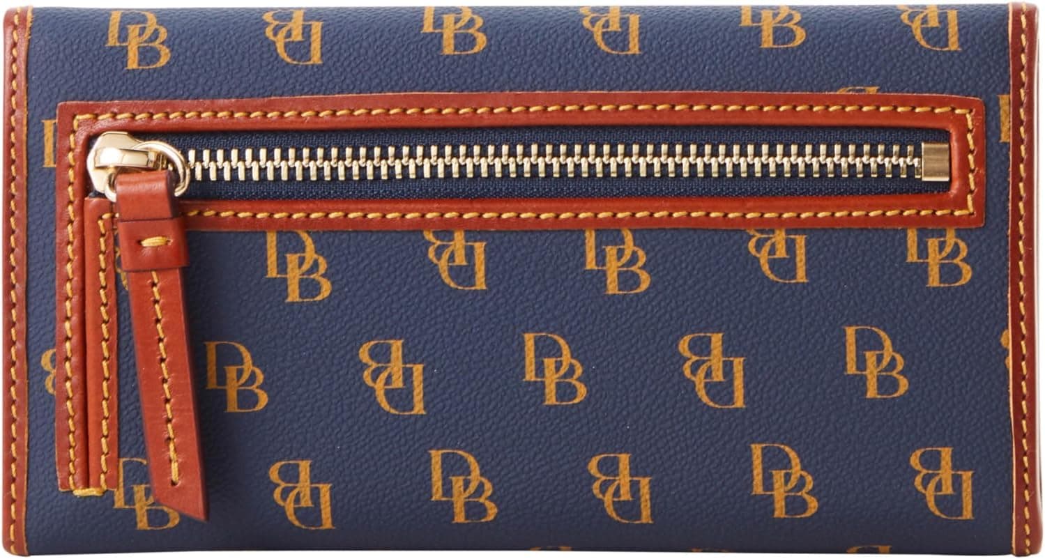 Dooney & Bourke Wallets for Women, Large Leather Trifold Gretta Continental Clutch Purse Credit Card Holder Navy - Image 5
