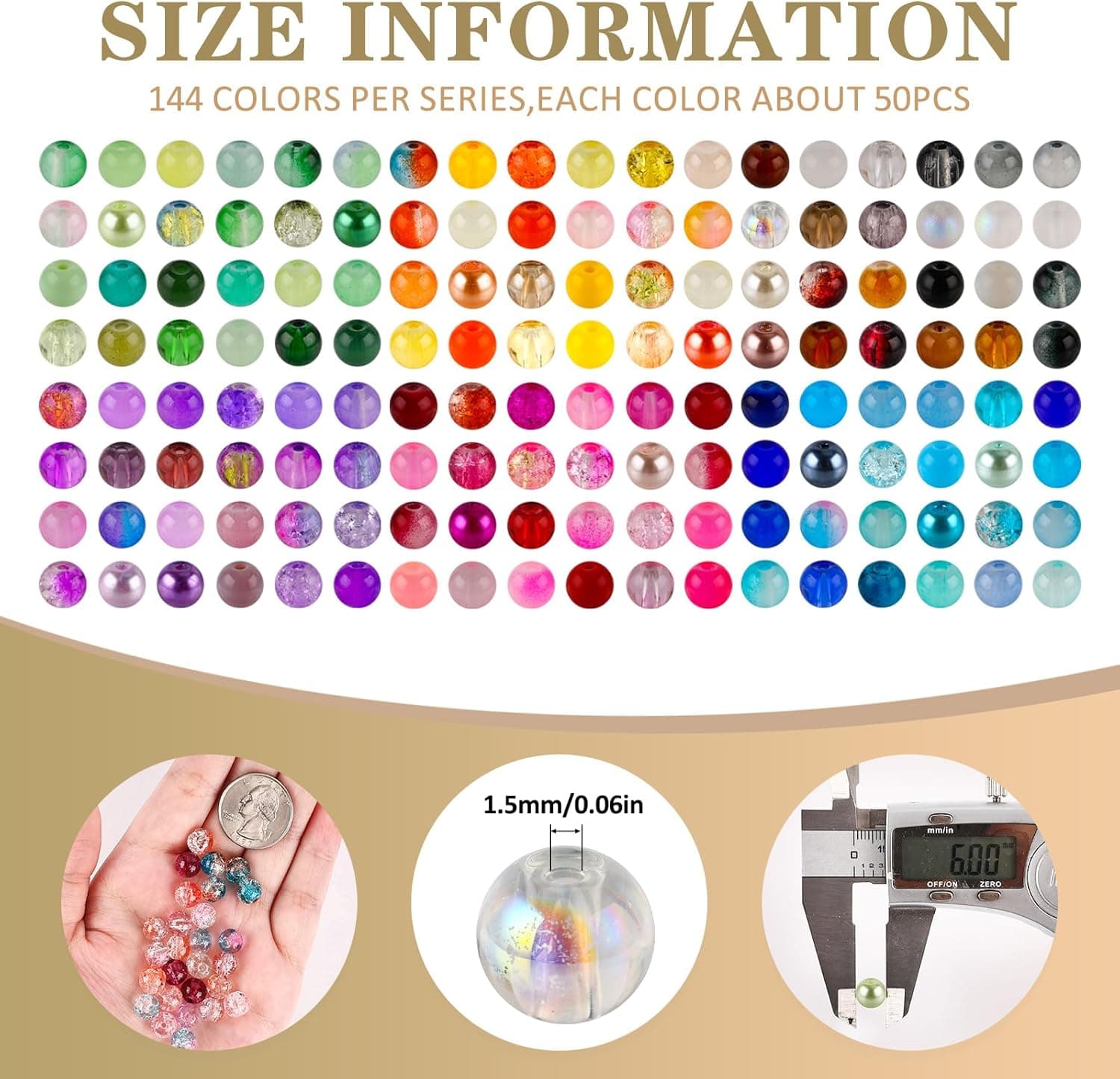 XSEINO About 7200PCS 6mm Glass Beads Bracelet Making Kit,144 Assorted Colors Crystal Glass Beads for Bracelet and Jewelry Making and DIY Crafts,Friendship Gifts,to Give to Friends, Family Multicolor 6Box - Image 3