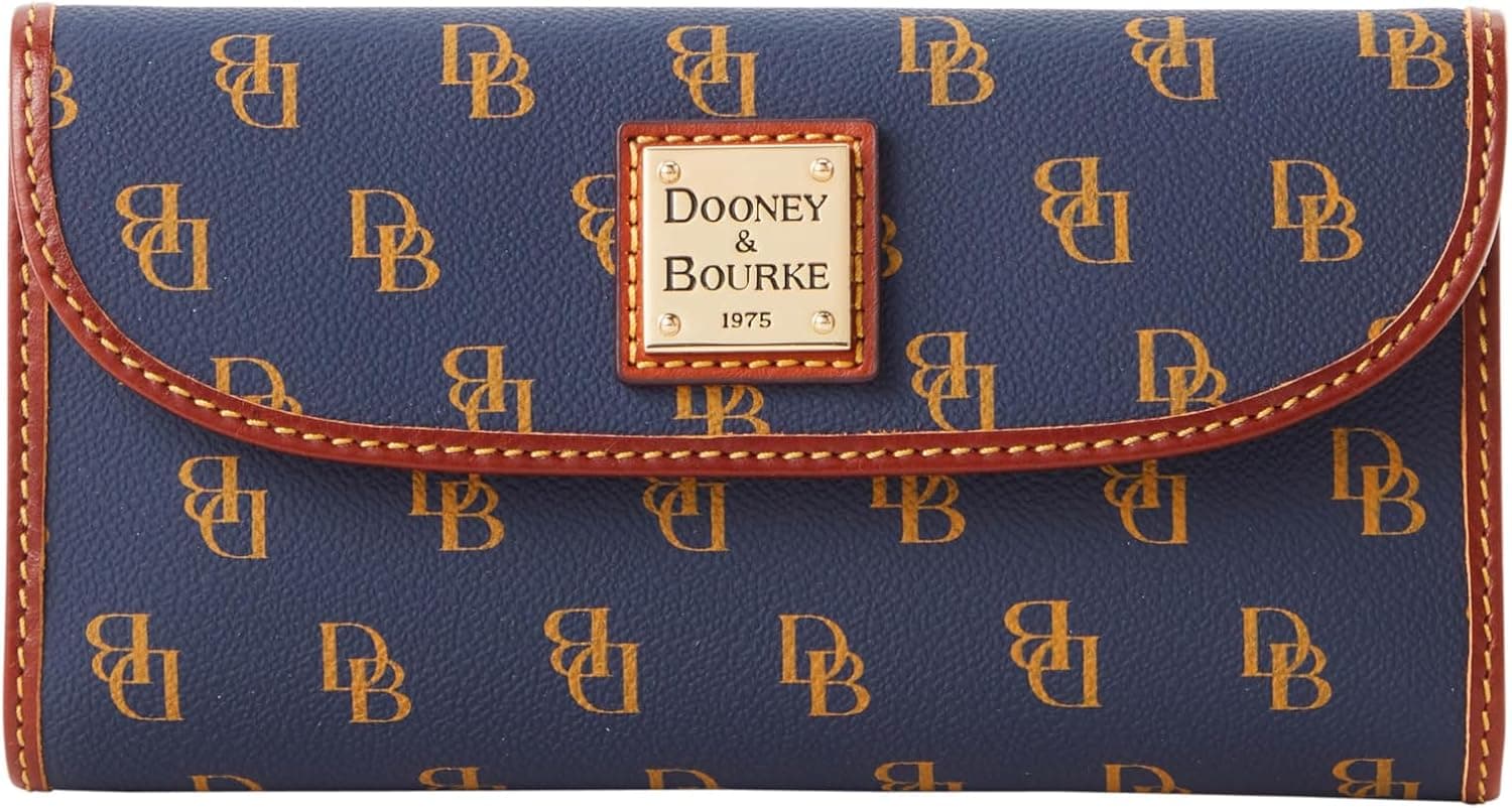 Dooney & Bourke Wallets for Women, Large Leather Trifold Gretta Continental Clutch Purse Credit Card Holder Navy - Image 2