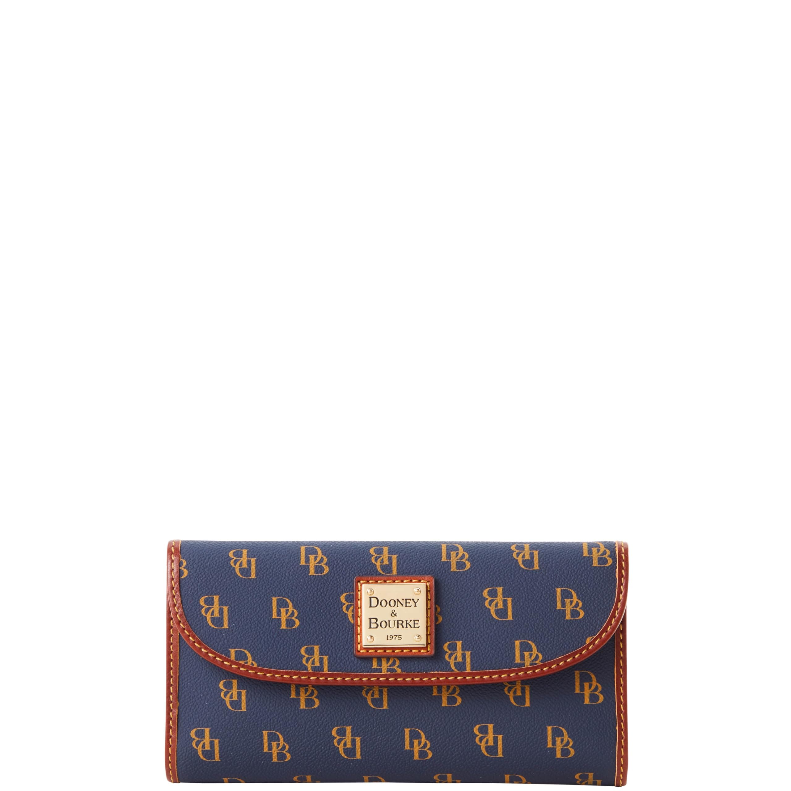 Dooney & Bourke Wallets for Women, Large Leather Trifold Gretta Continental Clutch Purse Credit Card Holder Navy