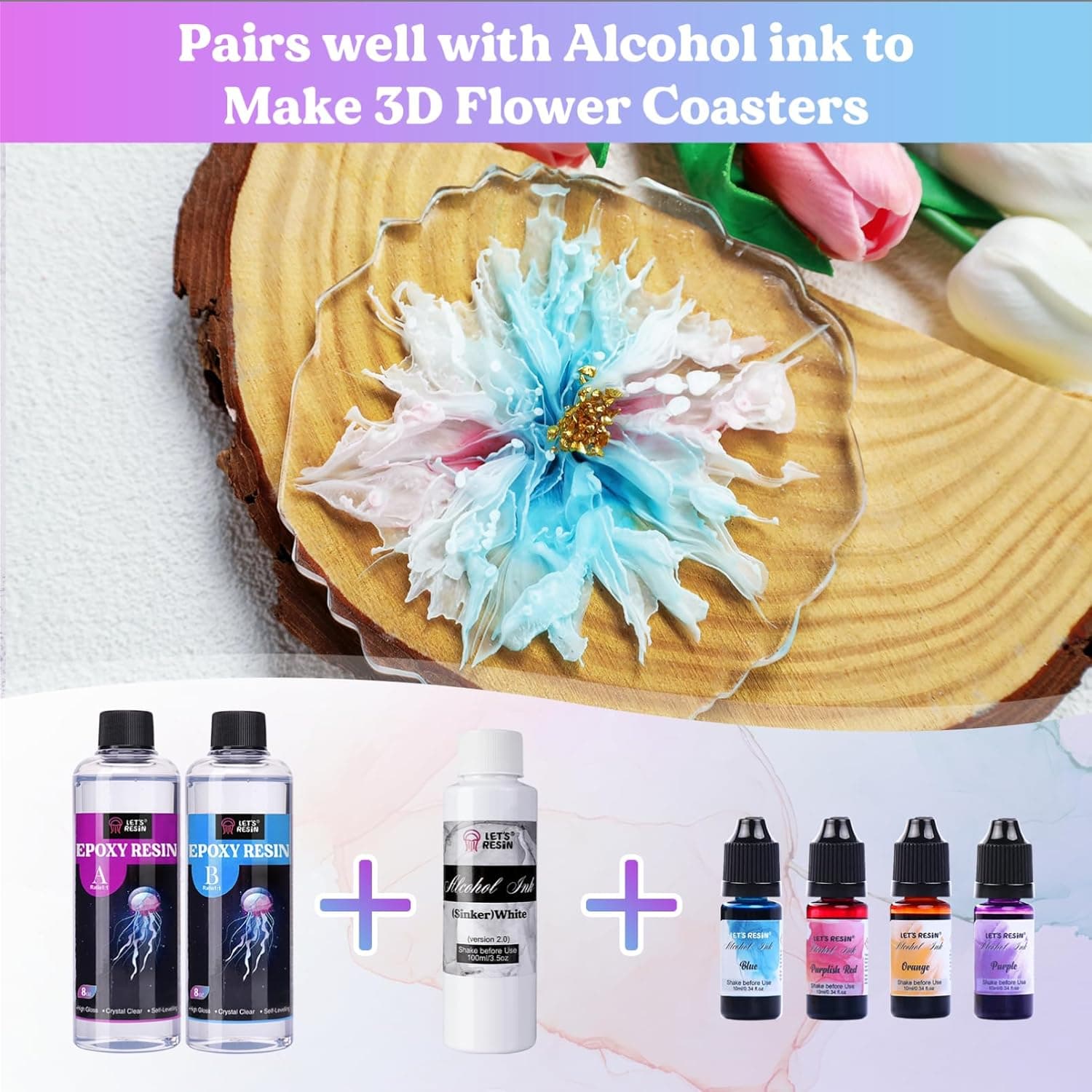 LET'S RESIN White Alcohol Ink for Epoxy Resin, Upgraded White Alcohol Ink 3.5oz/100ml, Alcohol-Based Resin Ink, White Resin Pigment for Resin Petri, Tumblers, Painting, Resin Art - Image 5