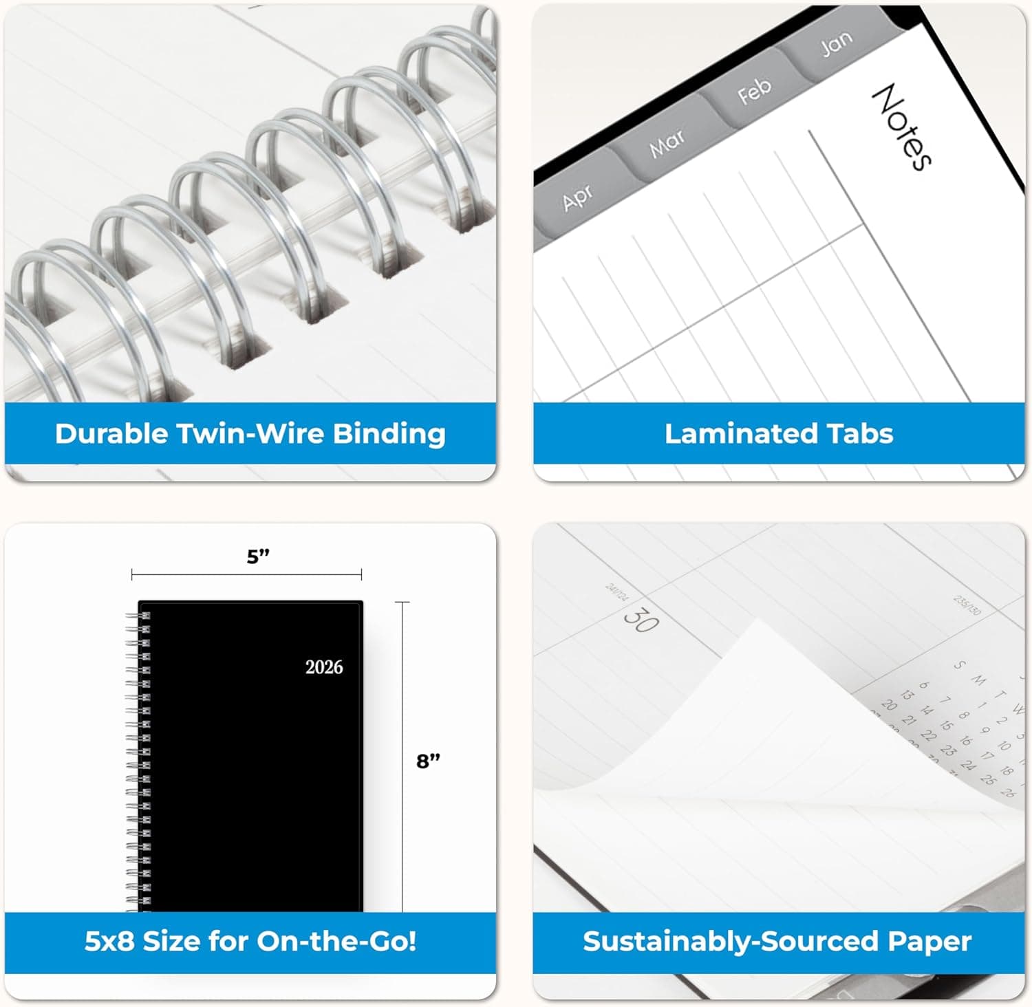Blue Sky 2026 Planificador Semanal y Mensual, Incluye Enero 2026 - Diciembre 2026, 5" x 8", Cubierta Flexible, Encuadernado con Alambre, Pestañas Laminadas, Enterprise 5" x 8" Enterprise- 2026 - Image 8