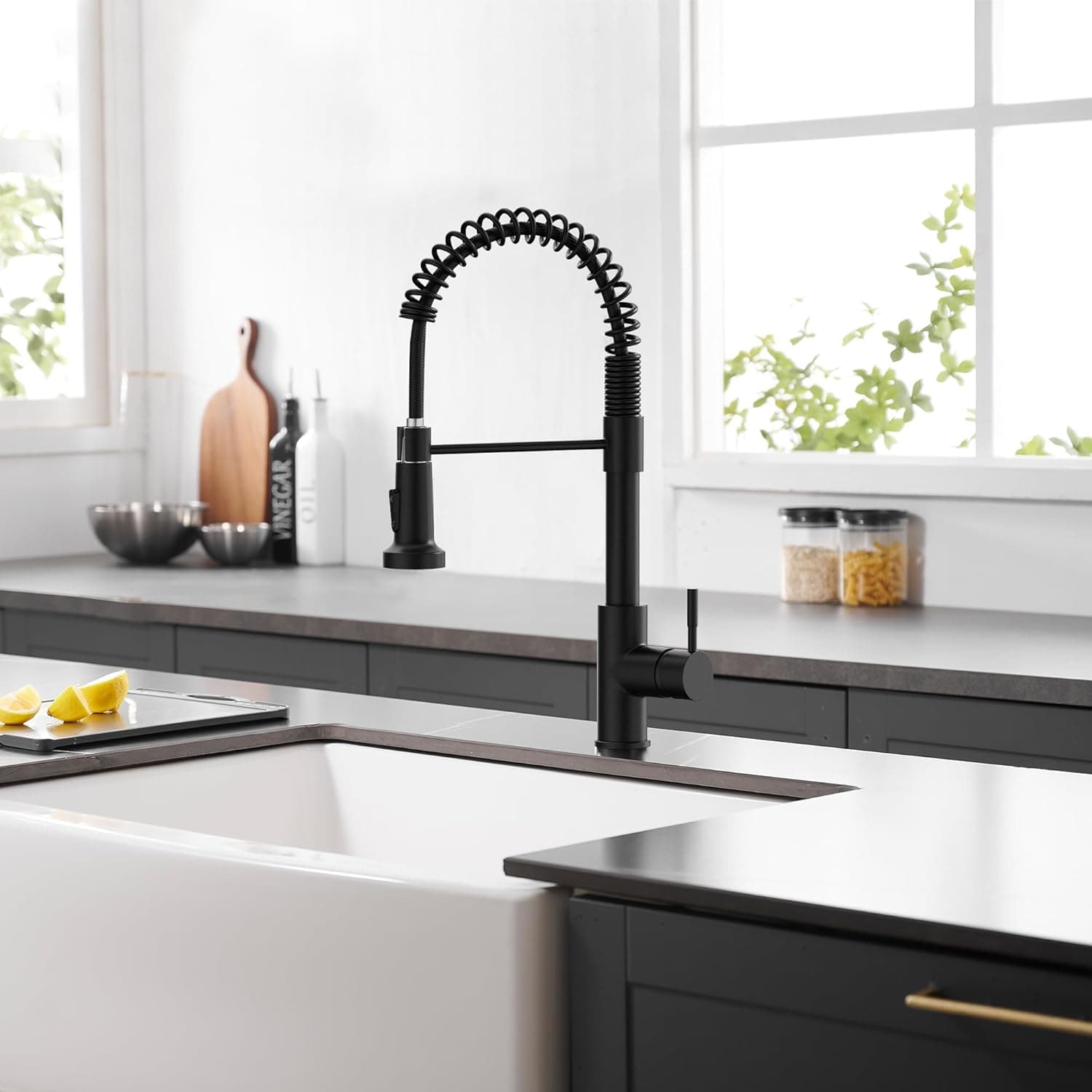 GIMILI Black Kitchen Faucet with Pull Down Sprayer Single Hole Spring Kitchen Sink Faucet, Suitable for Farmhouses, RV, Utility Laundry Room, Outdoor, and Campers. Llave para fregadero de cocina Matte Black Classic - Image 8
