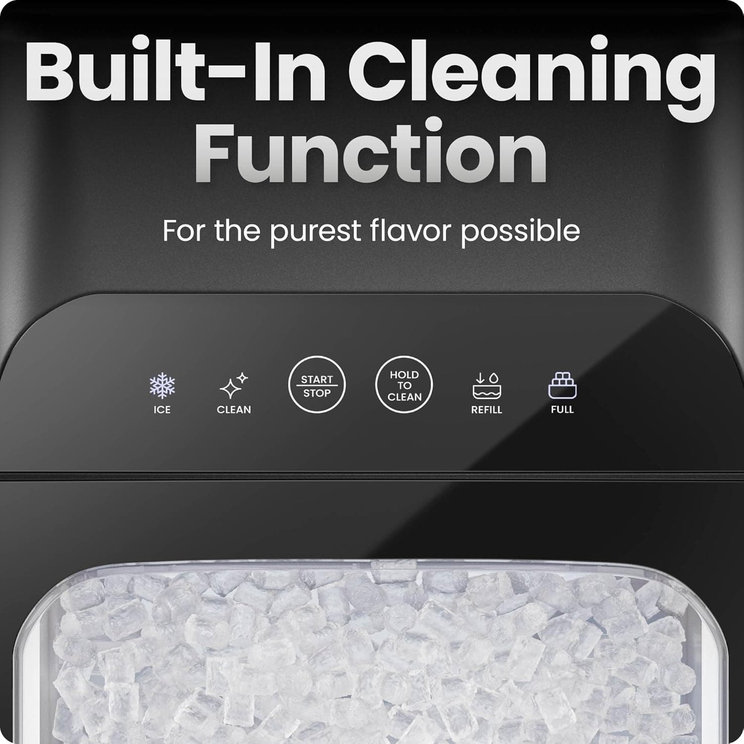 Iceman Compact Pebble Ice Machine, Countertop Nugget Ice Maker Produces Chewable Pellet Ice in 8 Minutes, Makes 26lbs/Day, One-Touch Cleaning Function with Ice Scoop/Basket Included – Black Compact Nugget/Pebble Ice Maker - Image 6