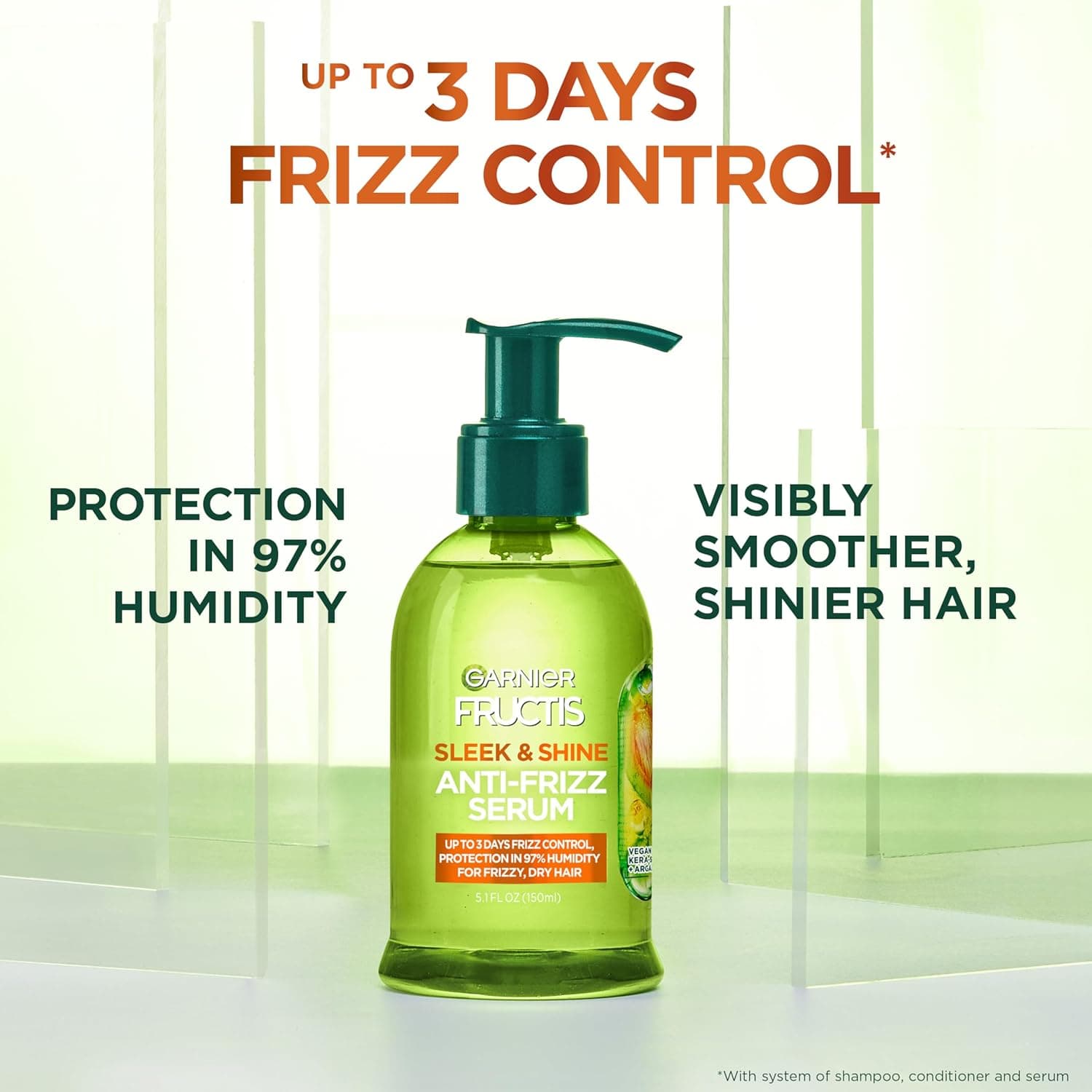Garnier Fructis Sleek & Shine Anti-Frizz Serum for Frizzy, Dry Hair, Argan Oil, 5.1 Fl Oz, 1 Count (Packaging May Vary) Natural 5.1 Fl Oz (Pack of 1) - Image 4
