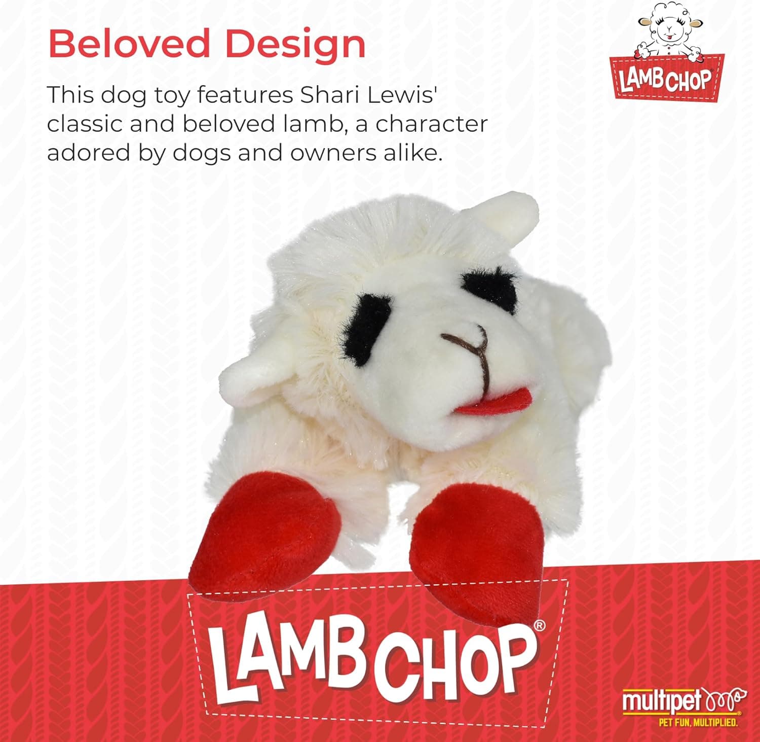 Multipet Lamb Chop Dog Plush Toy - Squeaky Toy for All Dogs - Extra Soft Plush - Stuffed Animal Dog Toy for Cuddling & Playing - Cute Pet Toy (6", Cream) White 6" - Image 3