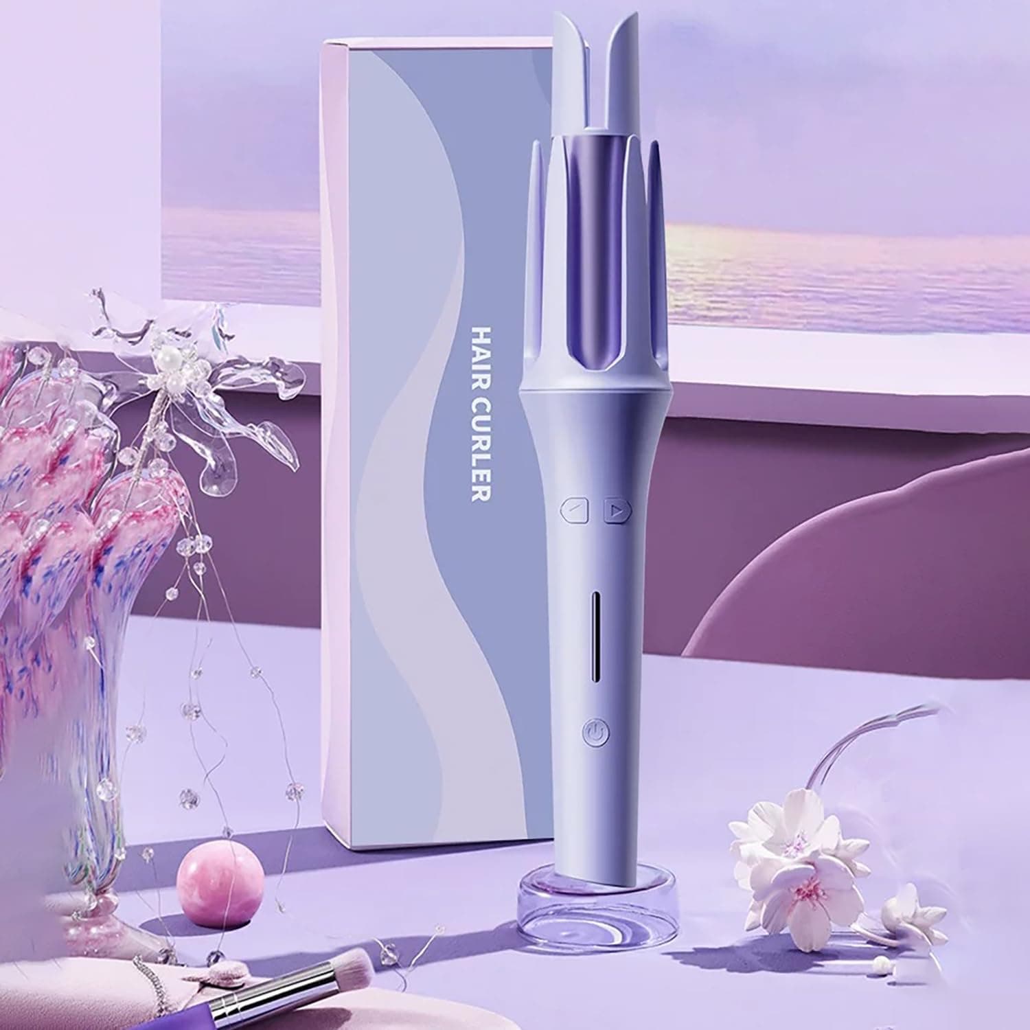 Automatic Hair Curler, 4 Temperature & 3 Timer Settings, Auto Shut-Off, Anti-Scald, Rotating Curling Wand Purple - Image 7