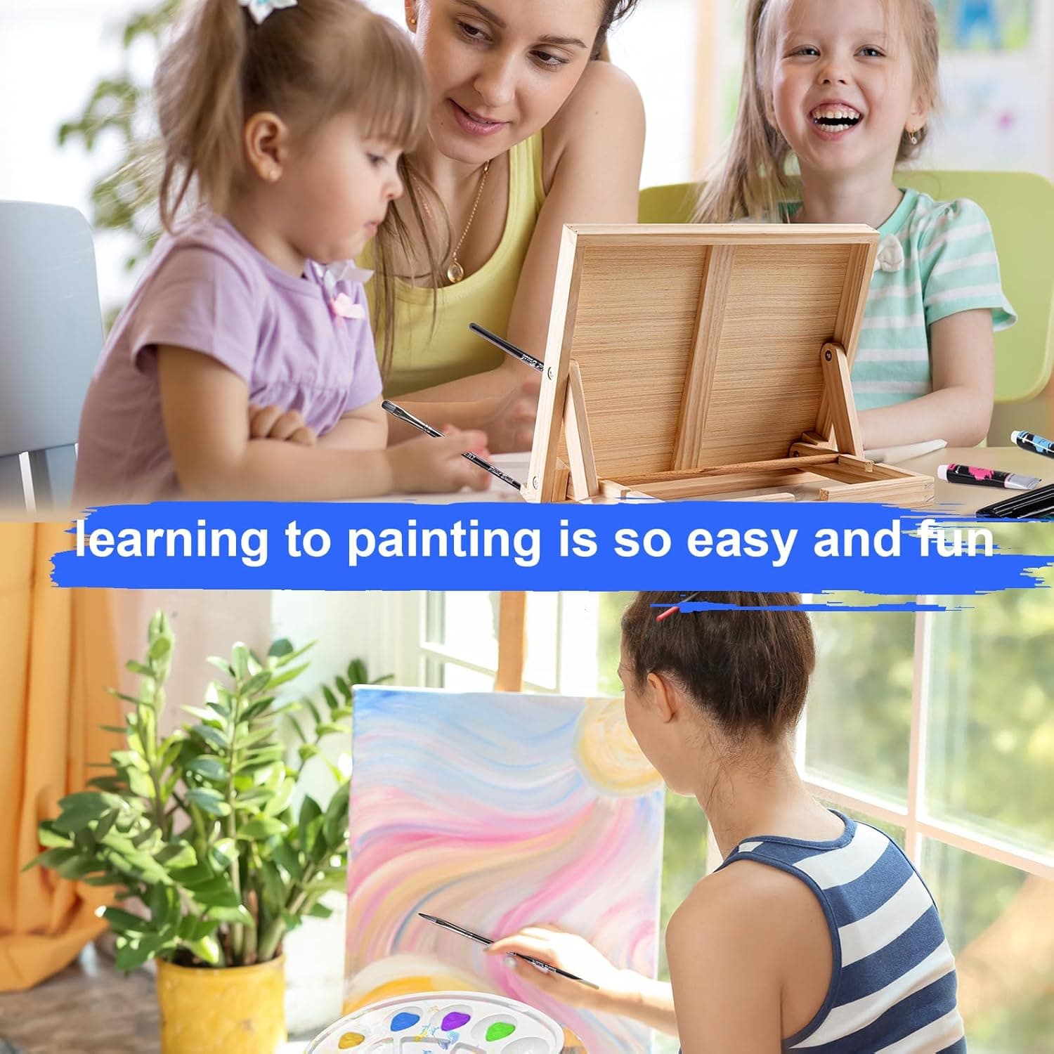 koseibal Acrylic Art Set with 18 Acrylic Paints, 8 Brushes, 4 Stretched Canvas, 1Wooden Easel, Etc, Premium Painting Supplies Kit for Students, Artists Kids, Adults, and Beginner 18colors+36pcs - Image 8