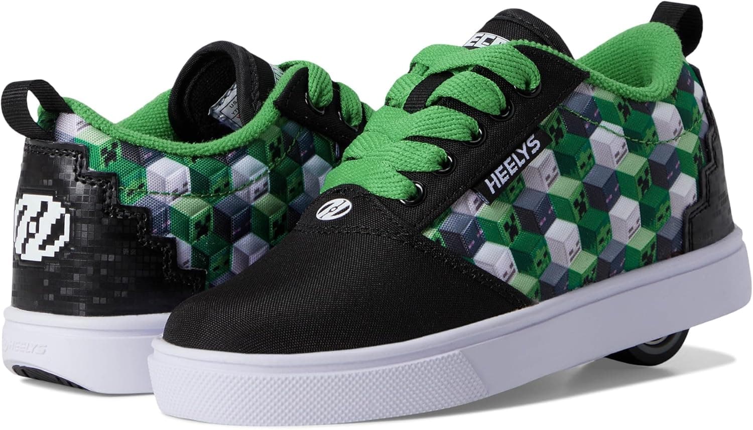 HEELYS Unisex-Child Minecraft Pro 20 (Little Big Kid/Adult) Wheeled Heel Shoe 8 Big Kid Black/Green/White - Image 2