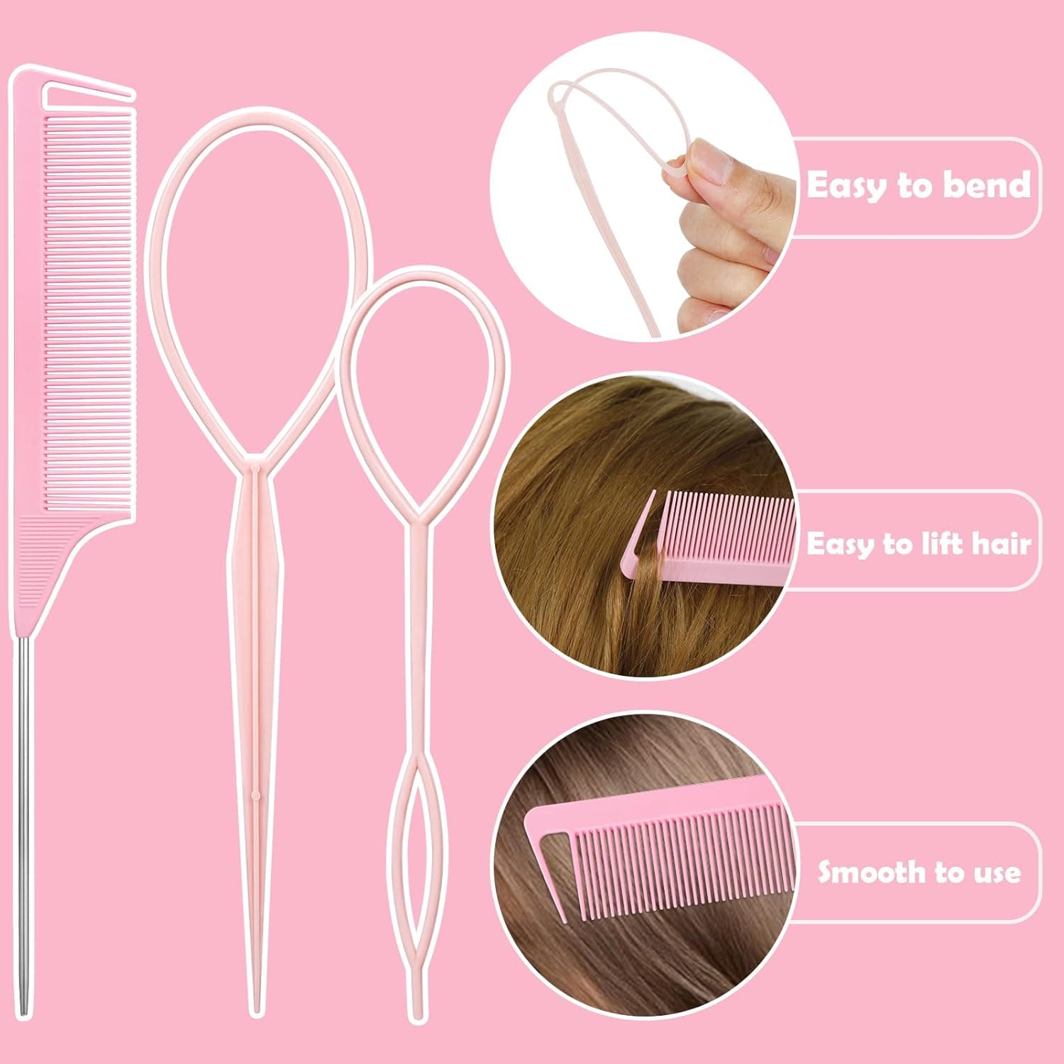 Hair Accessories for Girl, 1543 Pcs Elastic Hair Rubber Bands Set 20 Colors Elastic Hair Ties with Organizer Box Cotton Baby Hair Ties, Hair Tail Tools, Rat Tail Comb, Butterfly Hair Clips Multicolor - Image 6