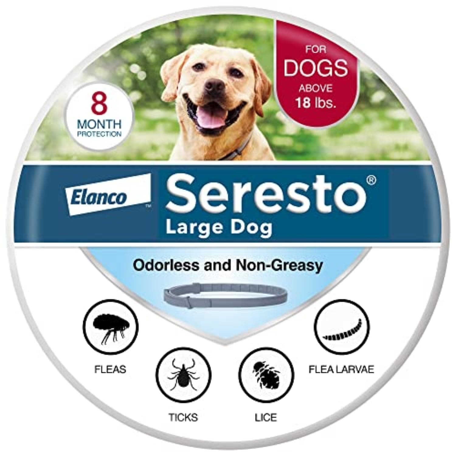 Seresto Large Dog Vet-Recommended Flea & Tick Treatment & Prevention Collar for Dogs Over 18 lbs. | 8 Months Protection 1 Pack
