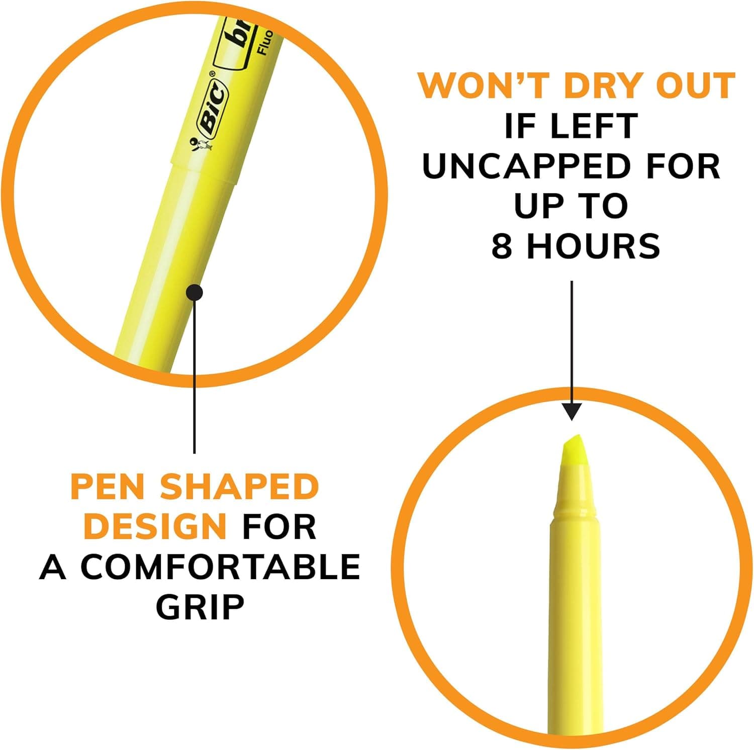 BIC Brite Liner Highlighters, Chisel Tip, 12-Count Pack of Yellow Highlighters, Ideal Highlighter Set for Organizing and Coloring Yellow 12 Count (Pack of 1) - Image 6