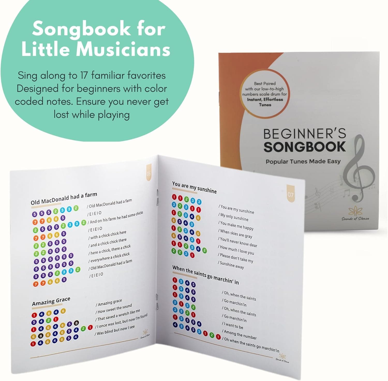 Steel Tongue Drum With Songbook And Bedtime Story - Kids Musical Instruments - Musical toys for toddlers, Dylan's Dream Drum 3 In 1 Handpan drum, 6 Inch 8 notes, Diatonic White Dylan's Dream Drum - Image 6