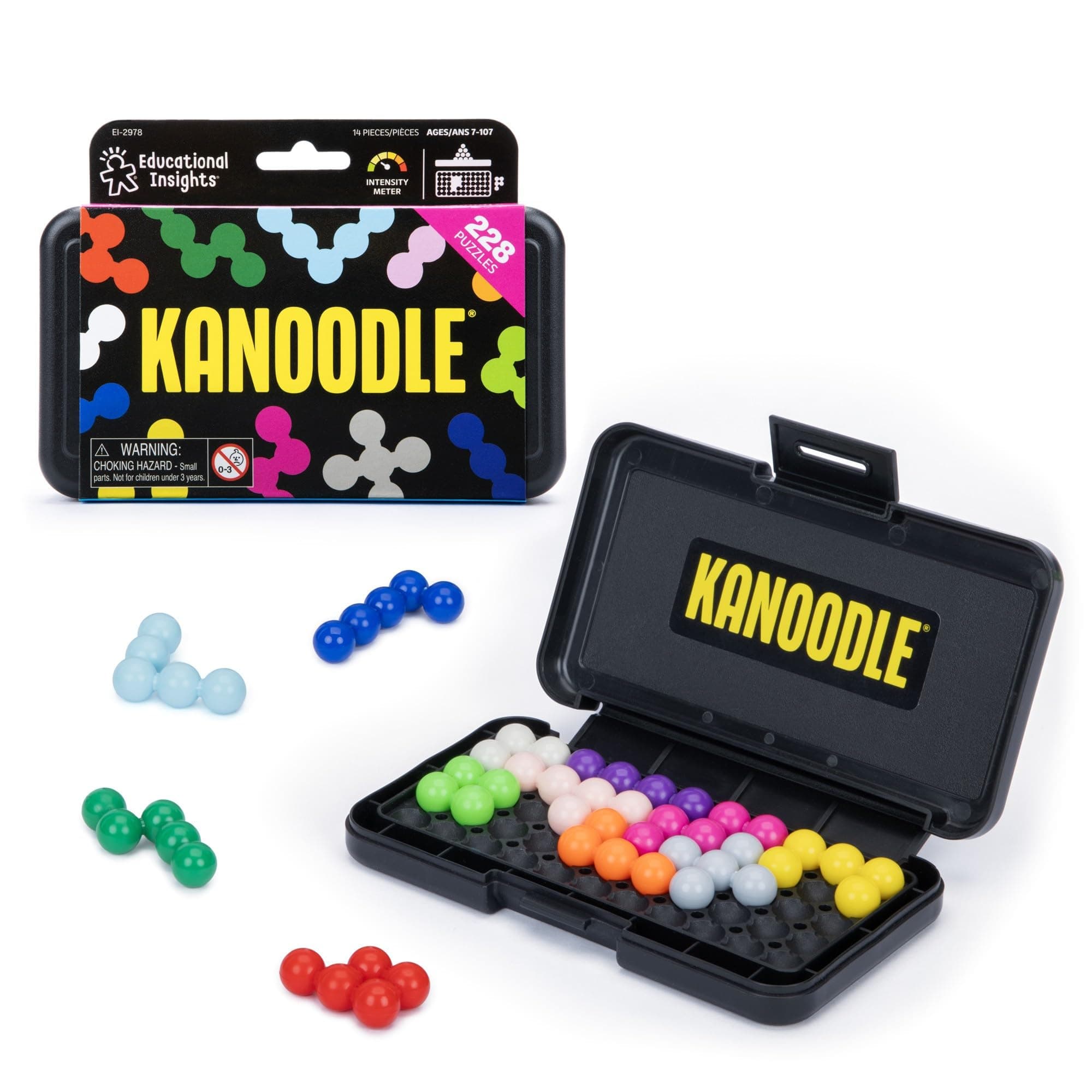 Educational Insights Kanoodle - Original 3D Brain Teaser Puzzle, Single Player Mind Challenge Toys, Handheld Travel Games, Challenging Logic Puzzles and Gifts for Kids, Teens & Adults Ages 7+ Medium