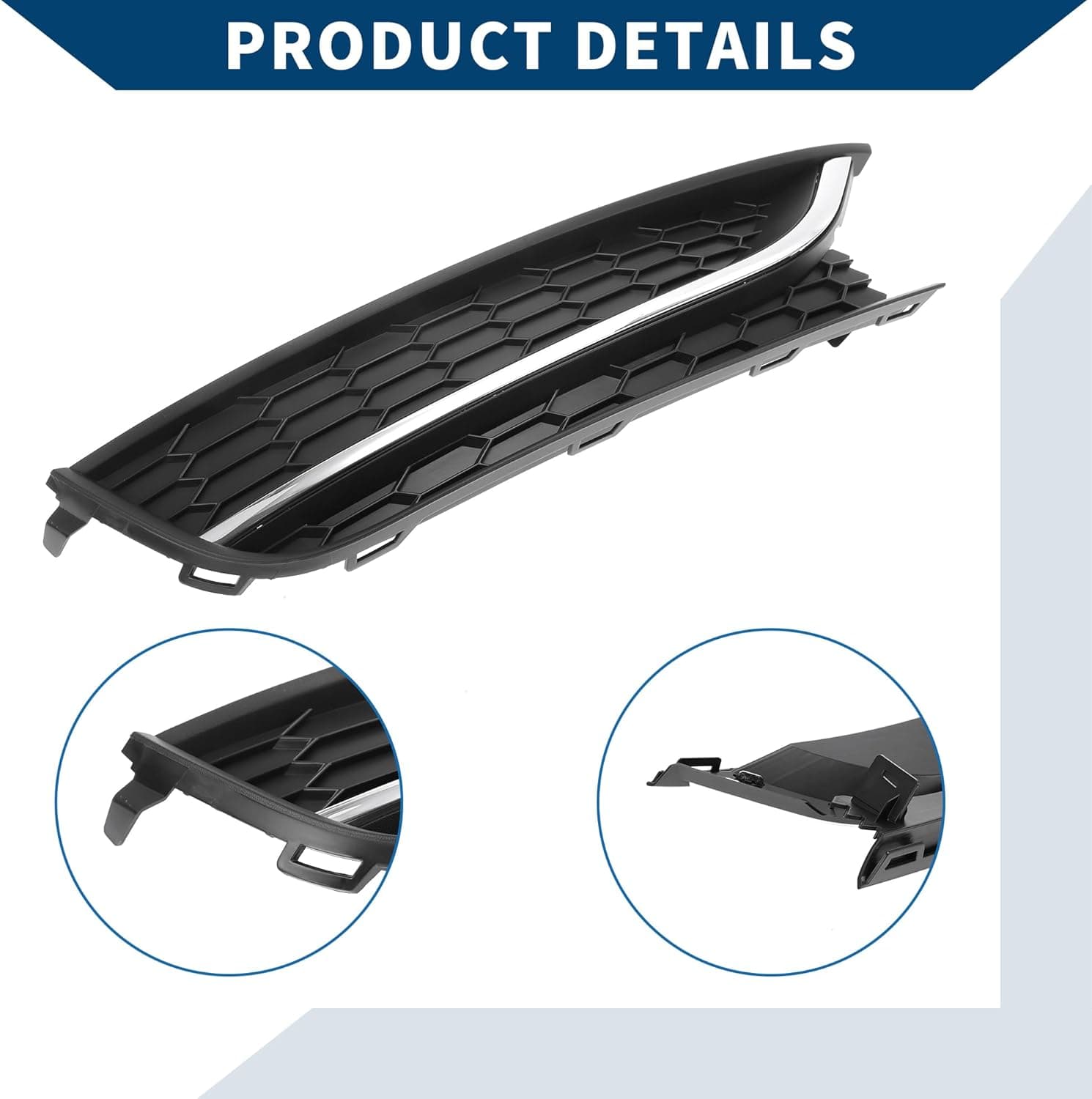 No.561853666C Fog Light Grill for Volkswagen Passat 2012-2015 Front Right Front Lower Bumper Fog Light Cover Inserts ABS 1 Pc Black Silver Tone - Image 6