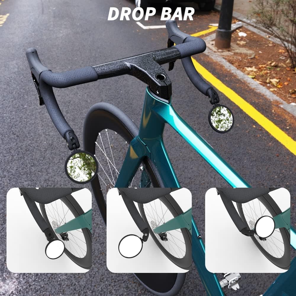 Bike Mirrors,Bike Bar End Mirror, HD Glass Convex Lens Bicycle Rearview Mirror, Safe Cycling Rearview Mirror, Easy to Install A: 3" for Flat or Drop Bar Bike 2PCS - Image 6
