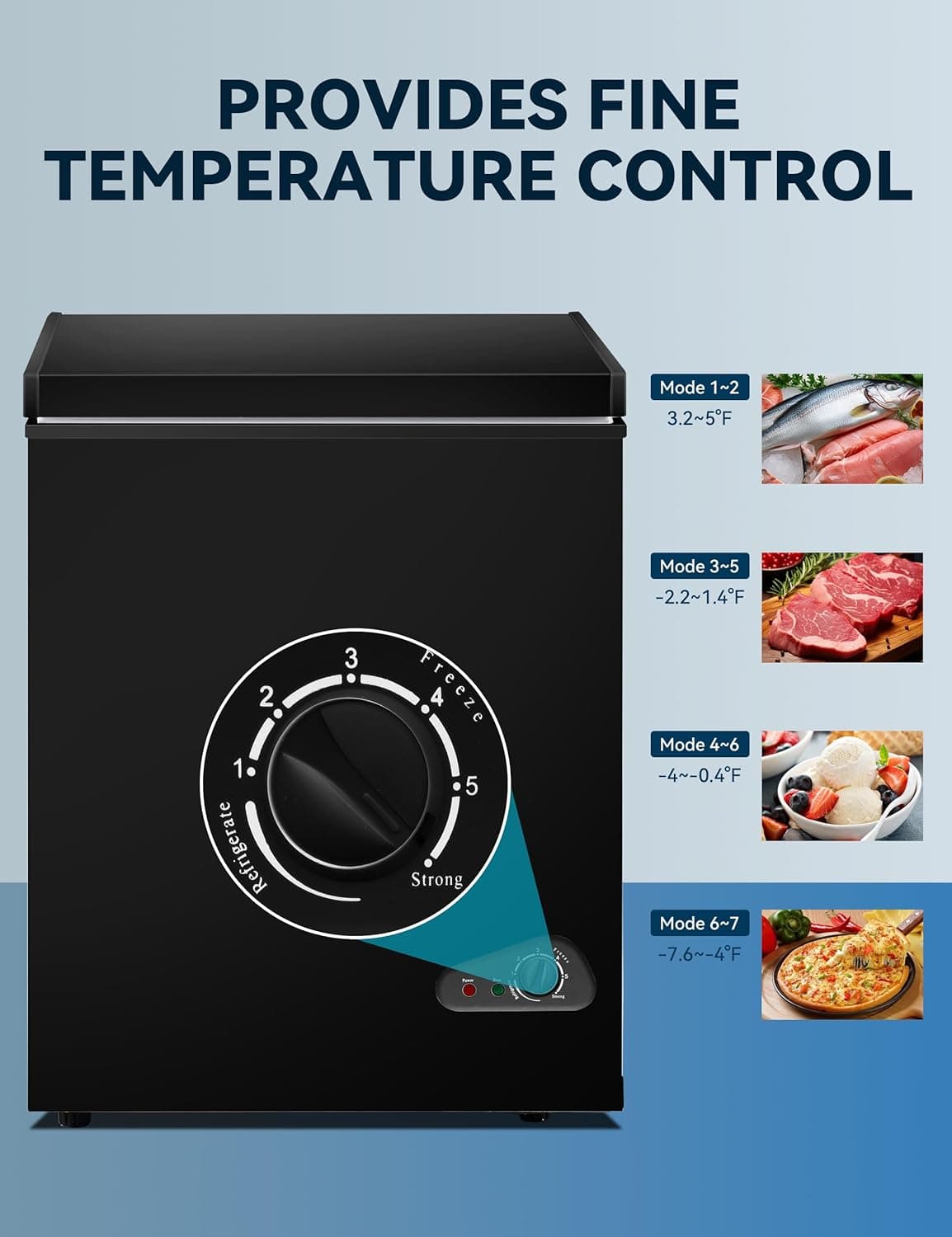 7.0 Cu Ft Chest Freezer - Energy Saving Quiet Top Open Door Mini Freezer Adjustable 6 Thermostat - Compact Small Deep Freezer - Image 6