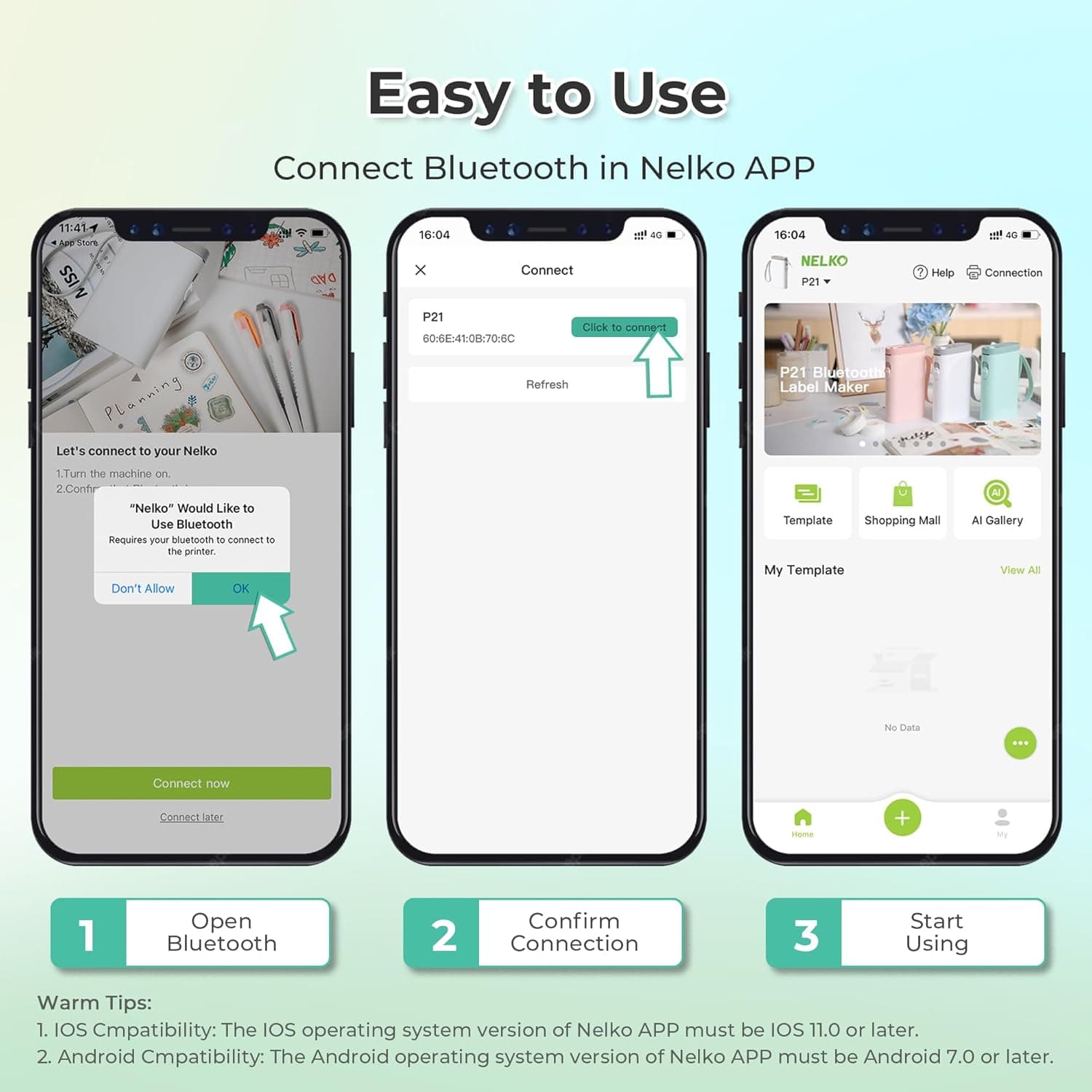 Máquina de Etiquetas Nelko con Cinta, Impresora de Etiquetas Bluetooth P21, Mini Impresoras de Etiquetas Inalámbricas con Múltiples Plantillas para Escuela, Oficina y Hogar, Blanca - Image 6