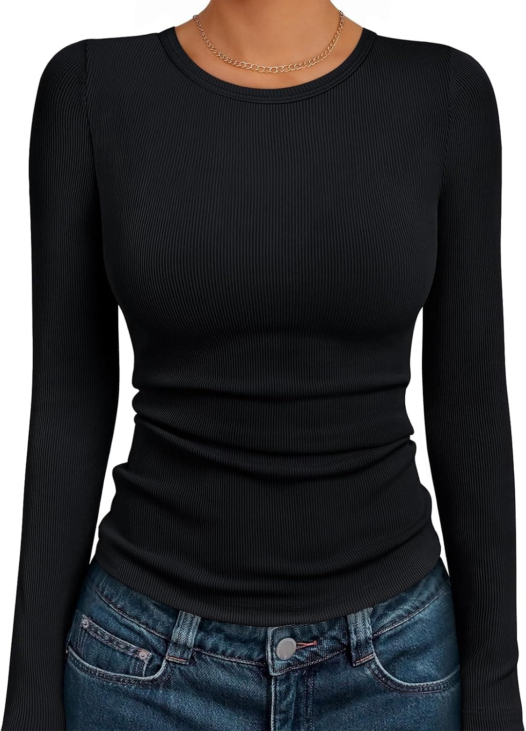 AUTOMET Long Sleeve Shirts Basic Tops Small Black - Image 2