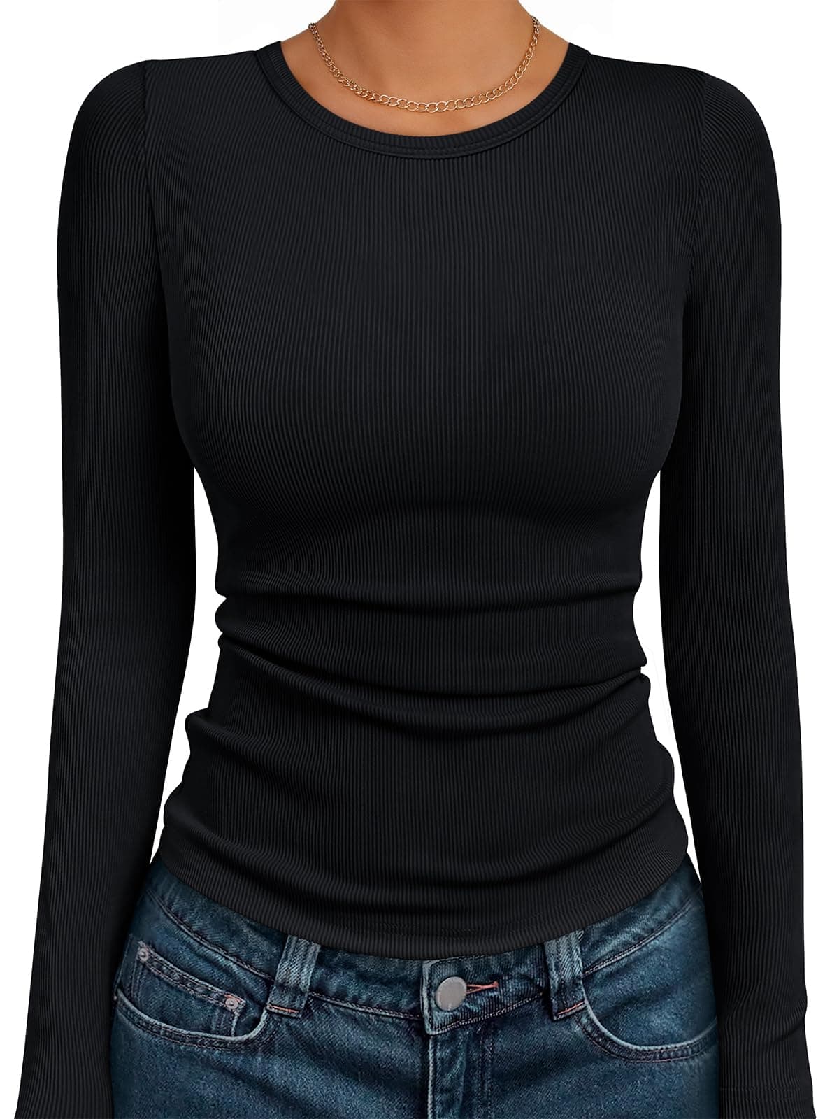 AUTOMET Long Sleeve Shirts Basic Tops Small Black