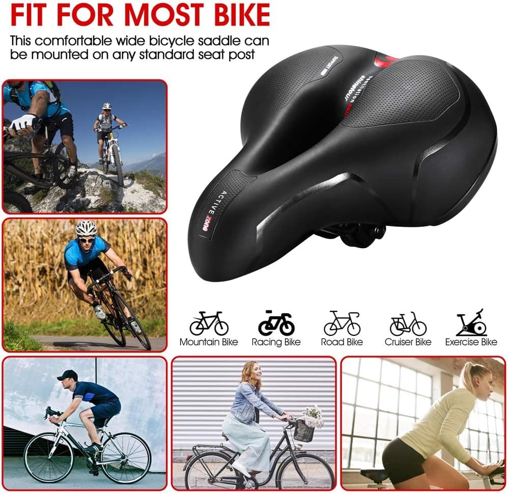 Comfortable Seat Cushion for Men Women with Dual Shock Absorbing Ball Memory Foam Waterproof Wide Bicycle Saddle Fit for Road Bikes - Image 8