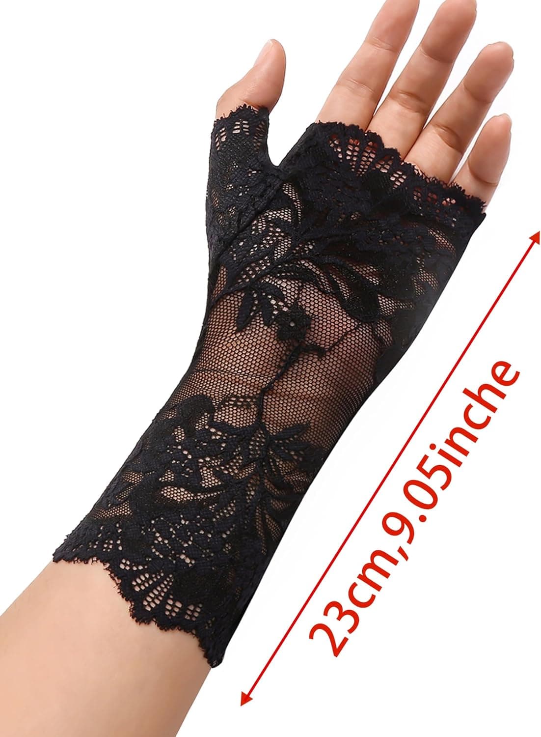 Avidlove Women Short Lace Gloves Fingerless Bridal Wrist Glove Opera Evening Wedding Tea Party Prom Cosplay Gothic Clothes One Size Black - Image 5