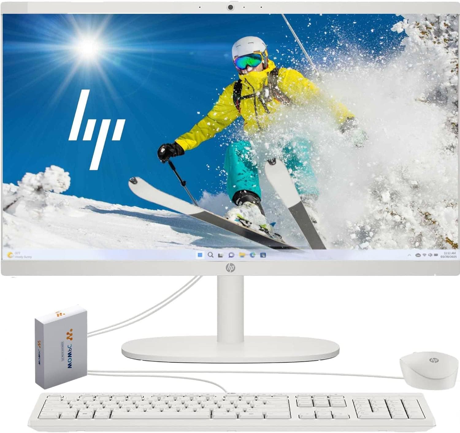 HP 2025 New 22 Inch All-in-One Desktop Computer • 12GB RAM • 256GB PCIe SSD • Intel CPU • Ultra-Quiet Design • Microsoft Office Trial • Wi-Fi 6 • White KB & Mouse • WOWPC Recovery USB • Windows 11 12GB RAM | 256GB SSD - Image 2